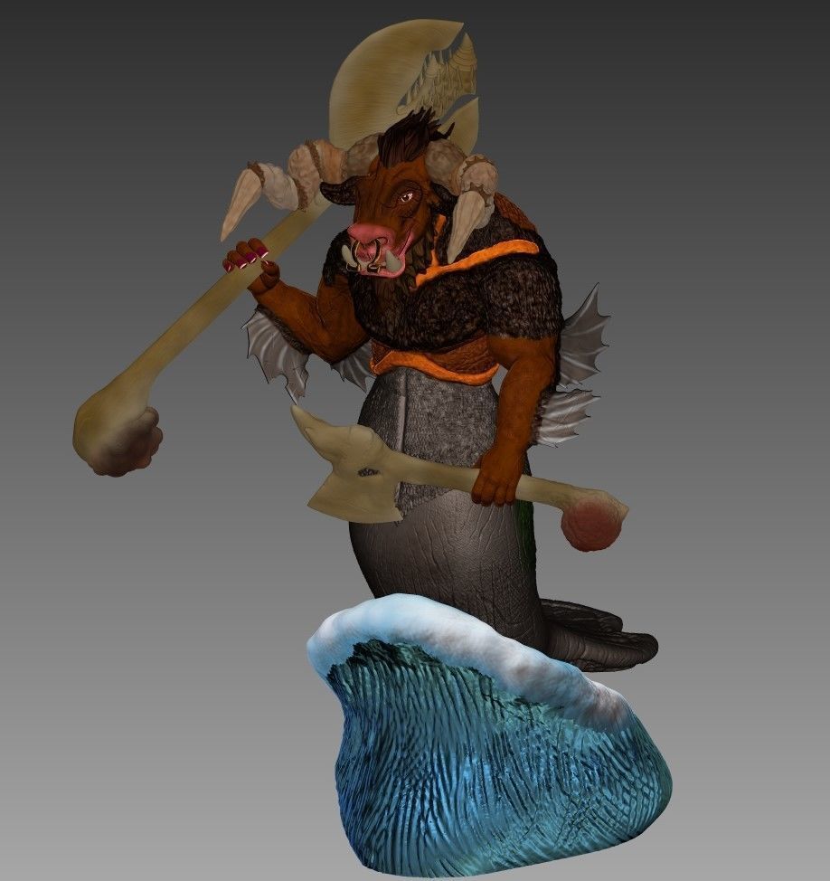 Manataur Statue 3D model_2