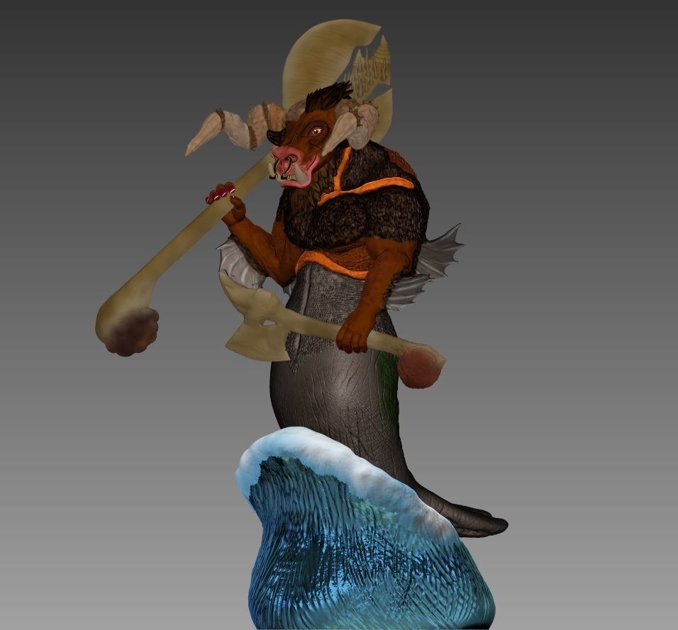 Manataur Statue 3D model_5