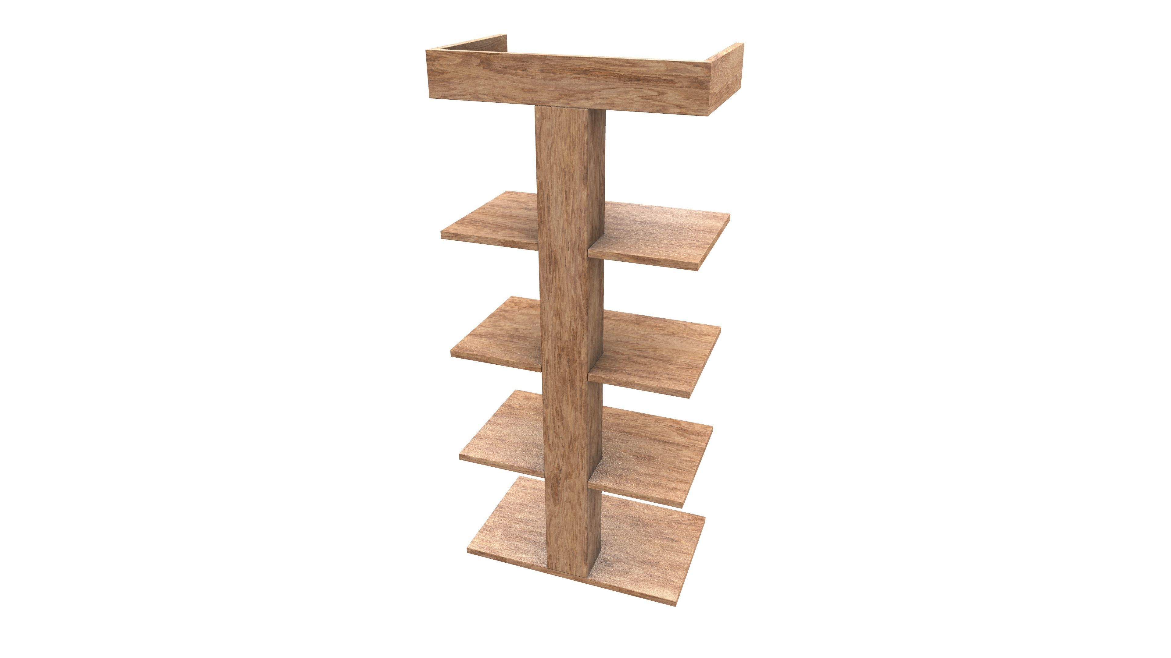 Wooden Shelf 3D Model AR VR PBR Low-poly 3D model_6