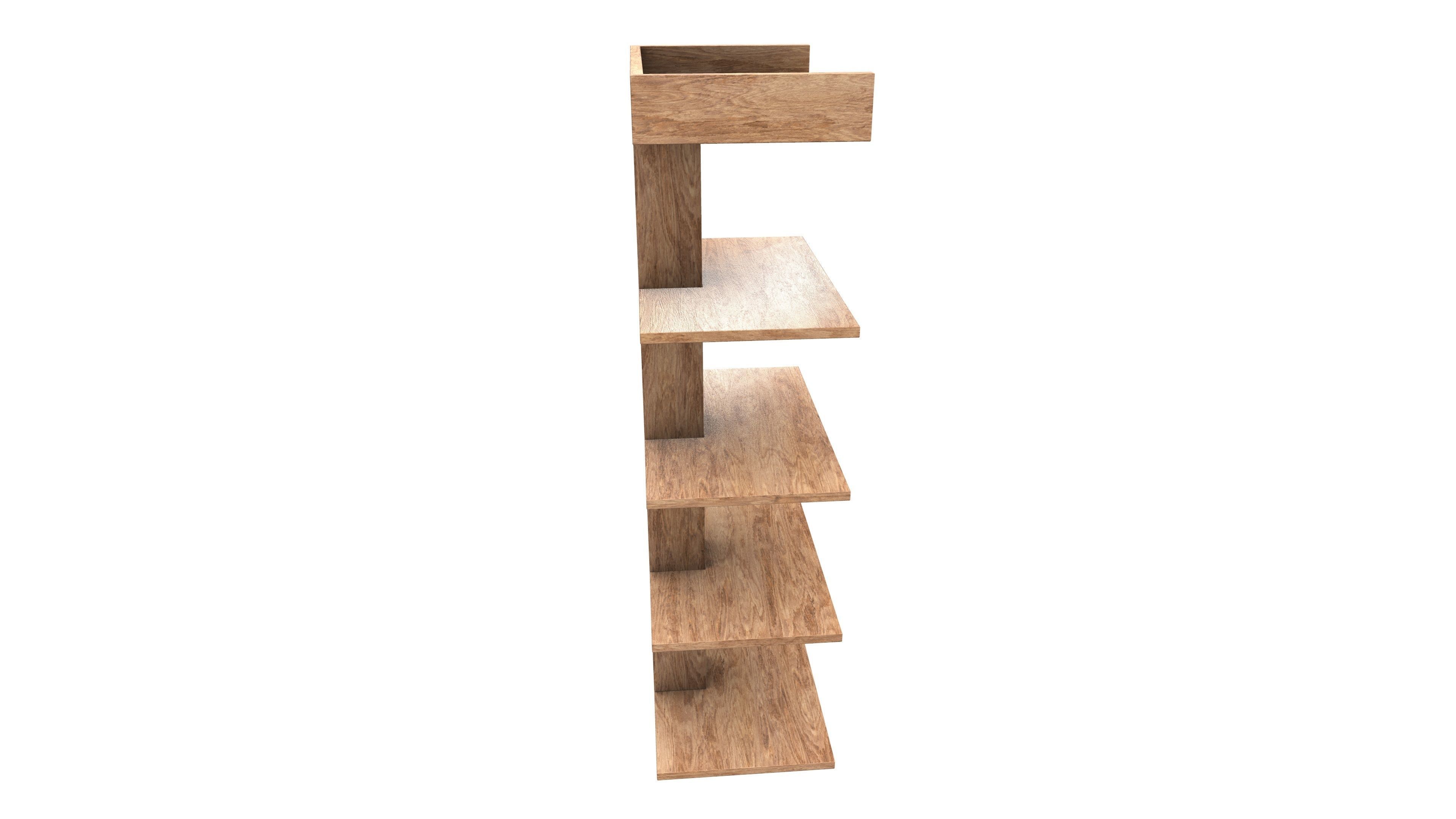 Wooden Shelf 3D Model AR VR PBR Low-poly 3D model_7