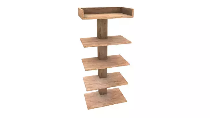 Wooden Shelf 3D Model AR VR PBR Low-poly 3D model