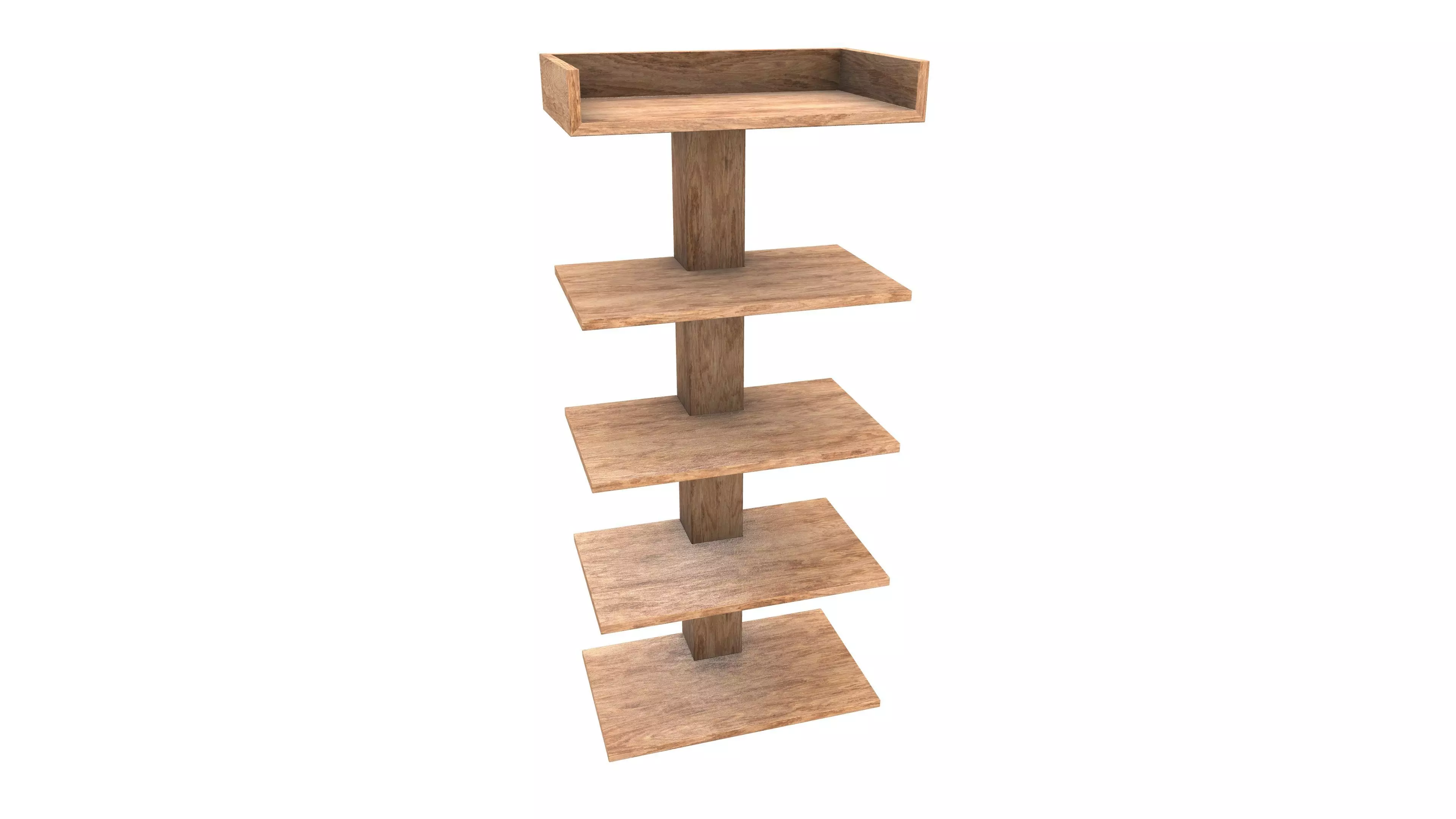 Wooden Shelf 3D Model AR VR PBR Low-poly 3D model_0