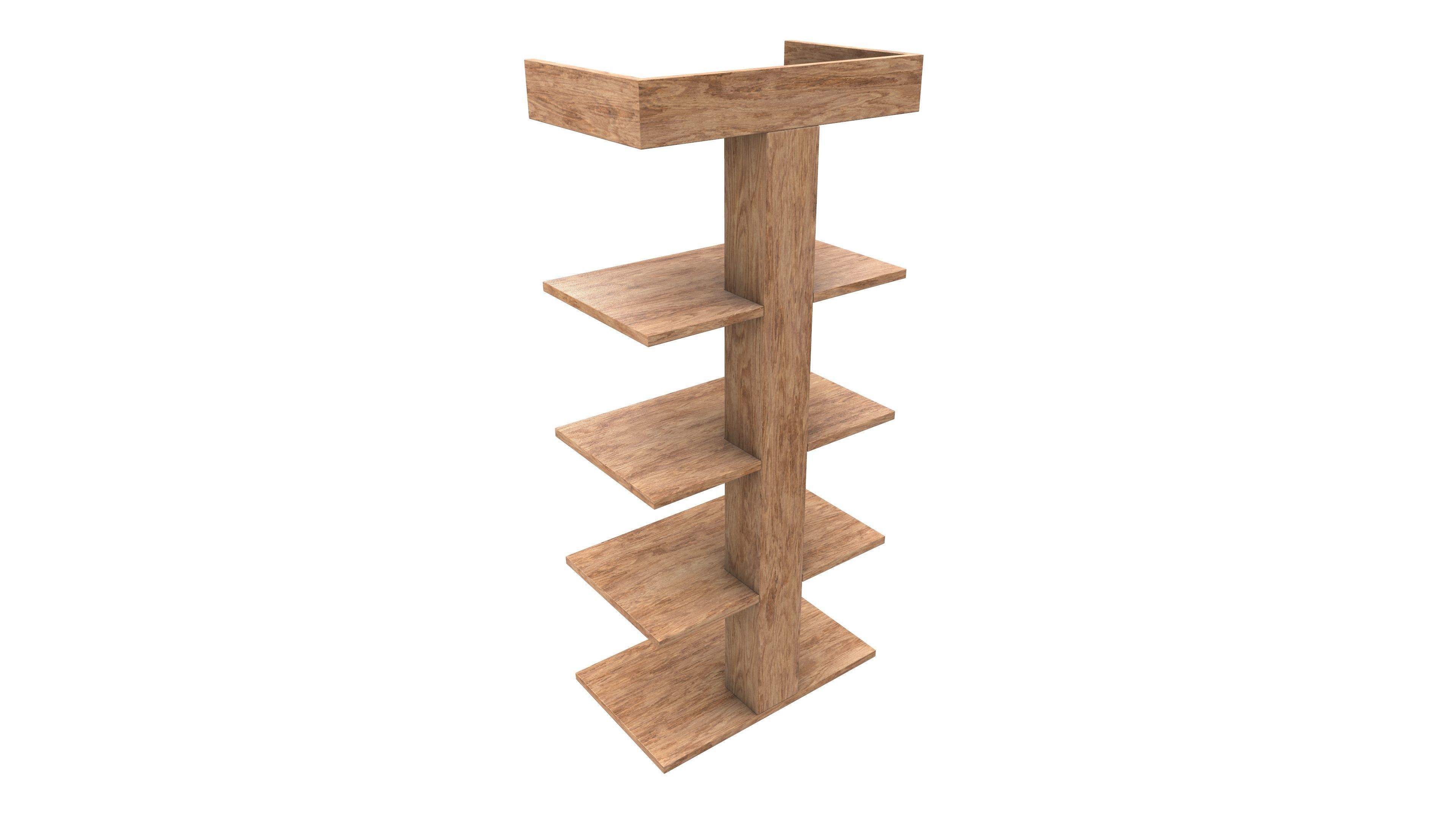 Wooden Shelf 3D Model AR VR PBR Low-poly 3D model_5