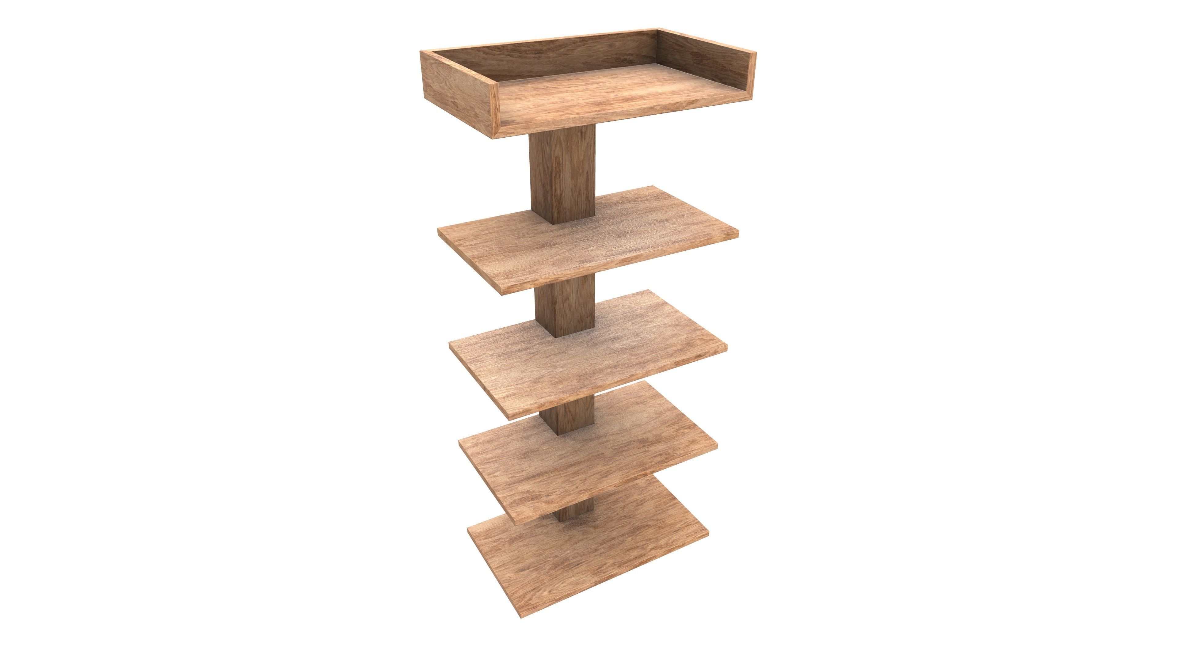 Wooden Shelf 3D Model AR VR PBR Low-poly 3D model_9