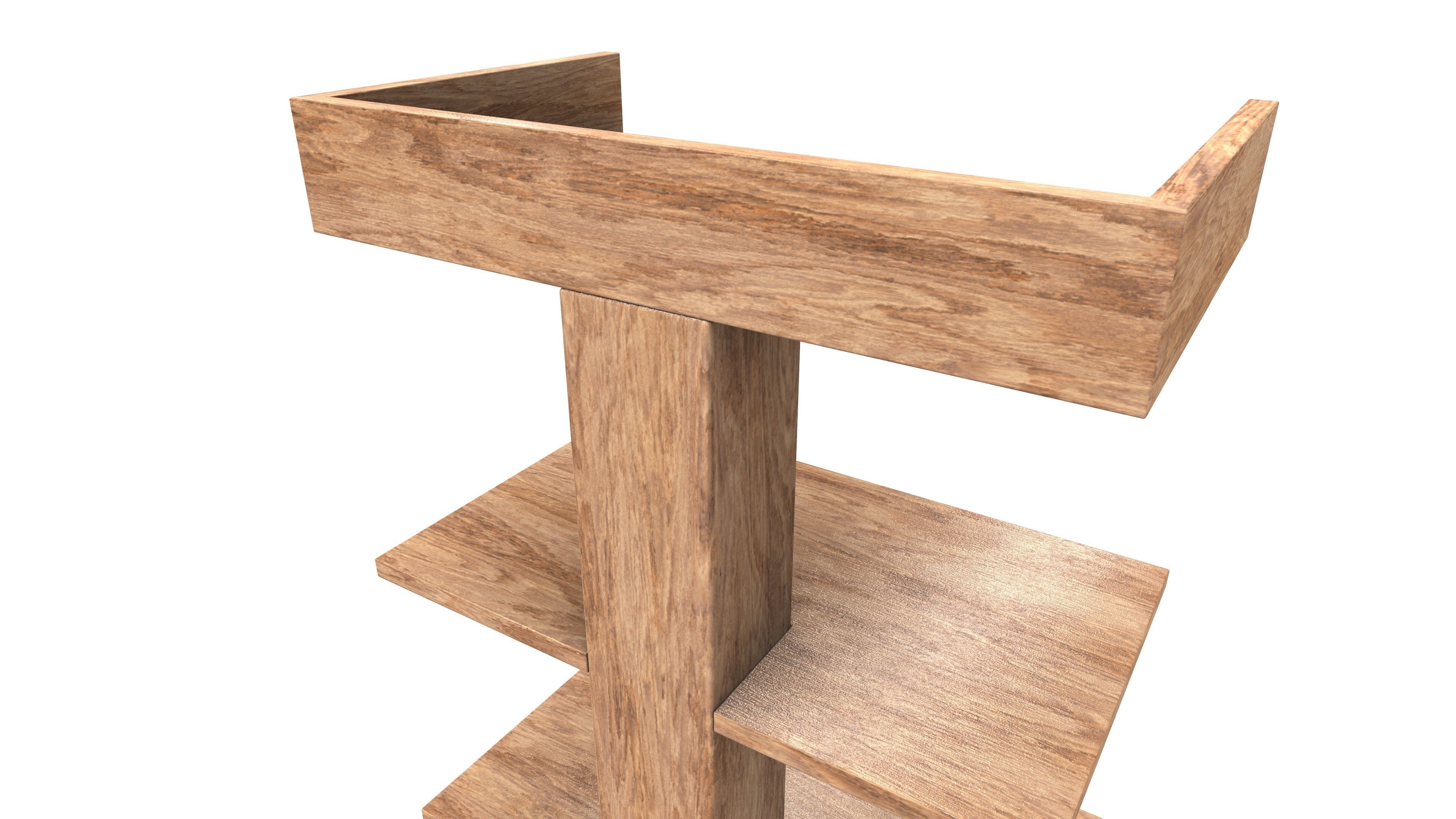Wooden Shelf 3D Model AR VR PBR Low-poly 3D model_16
