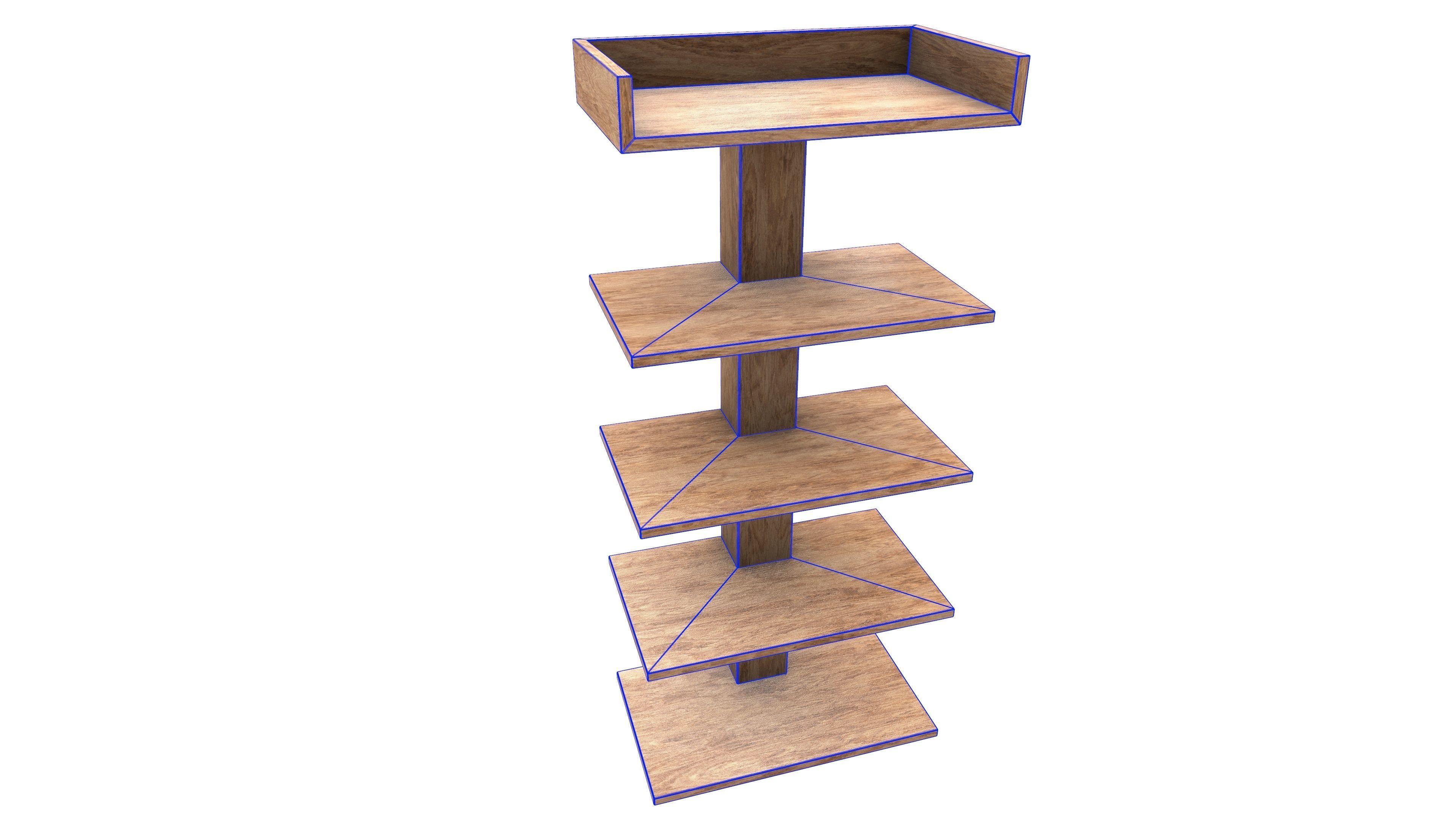 Wooden Shelf 3D Model AR VR PBR Low-poly 3D model_18
