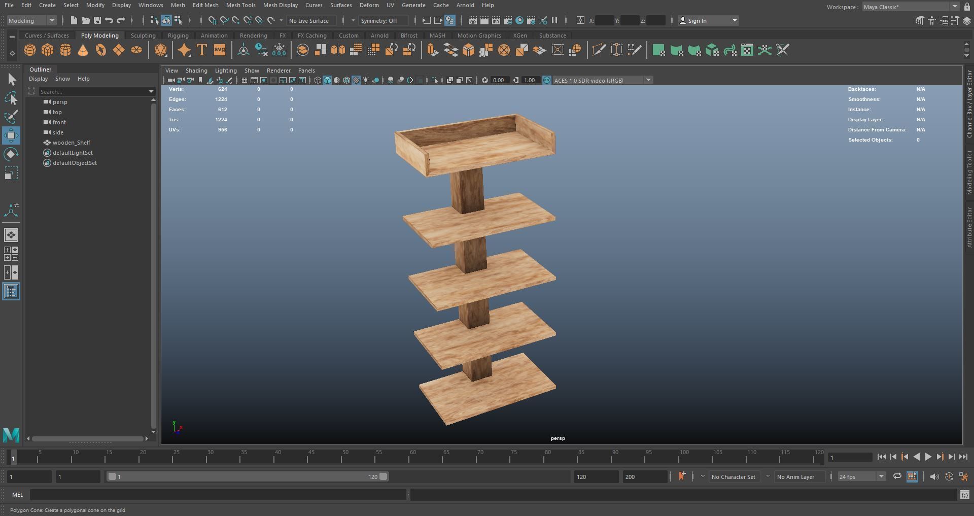 Wooden Shelf 3D Model AR VR PBR Low-poly 3D model_20