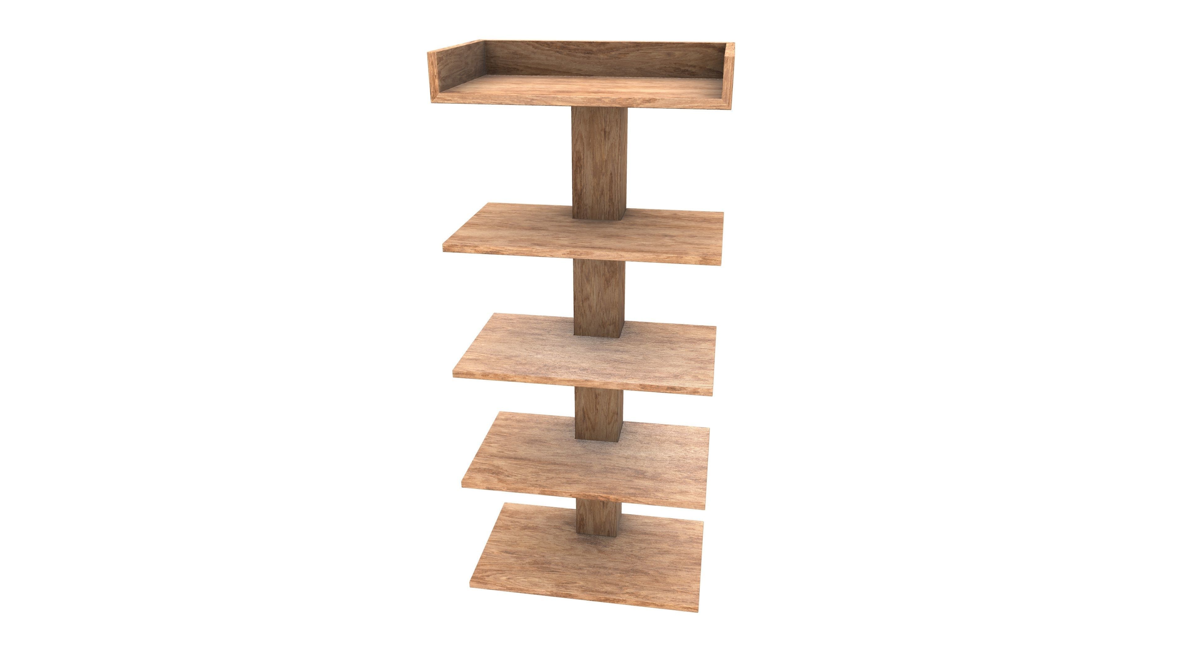 Wooden Shelf 3D Model AR VR PBR Low-poly 3D model_2