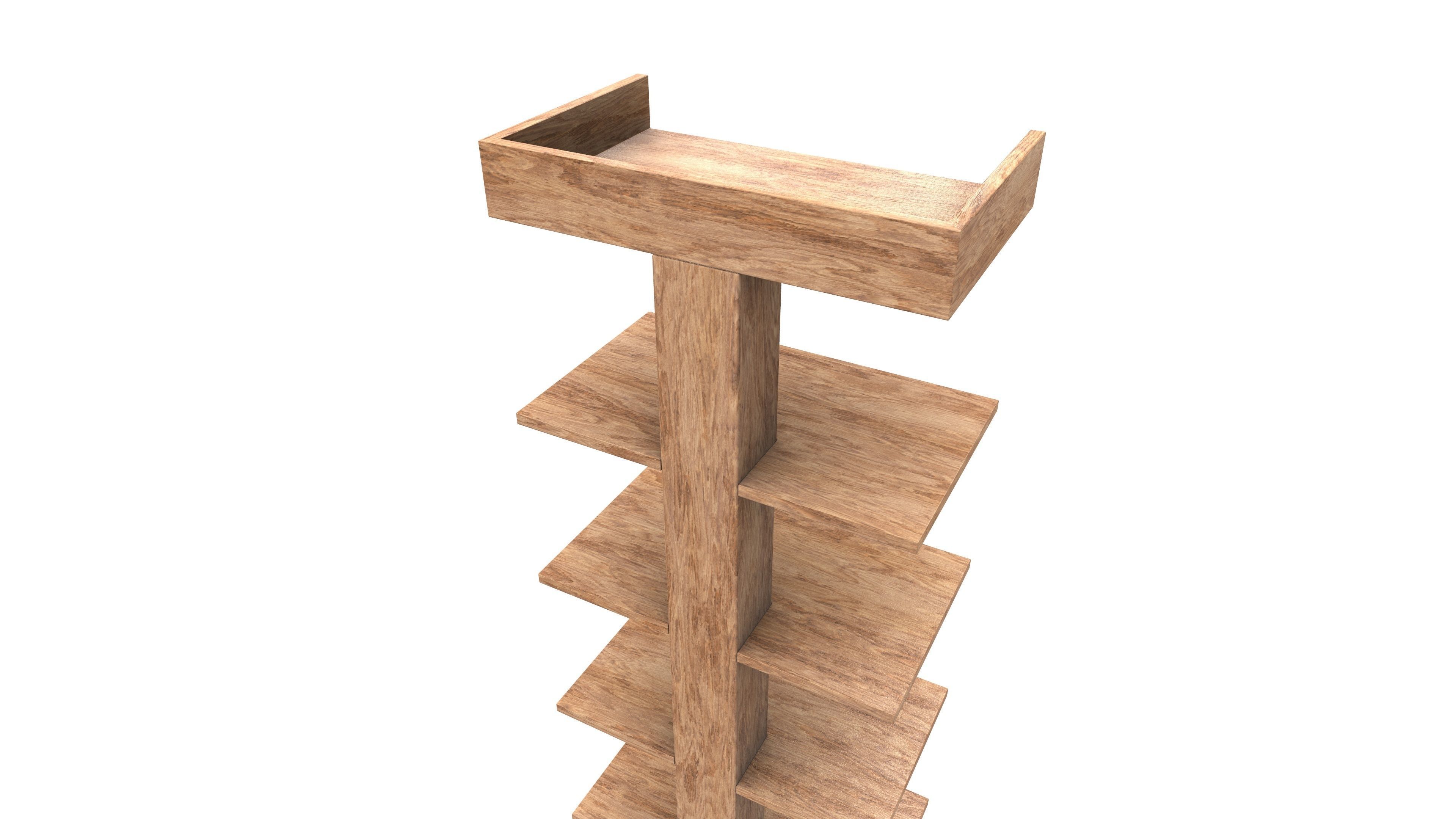 Wooden Shelf 3D Model AR VR PBR Low-poly 3D model_14