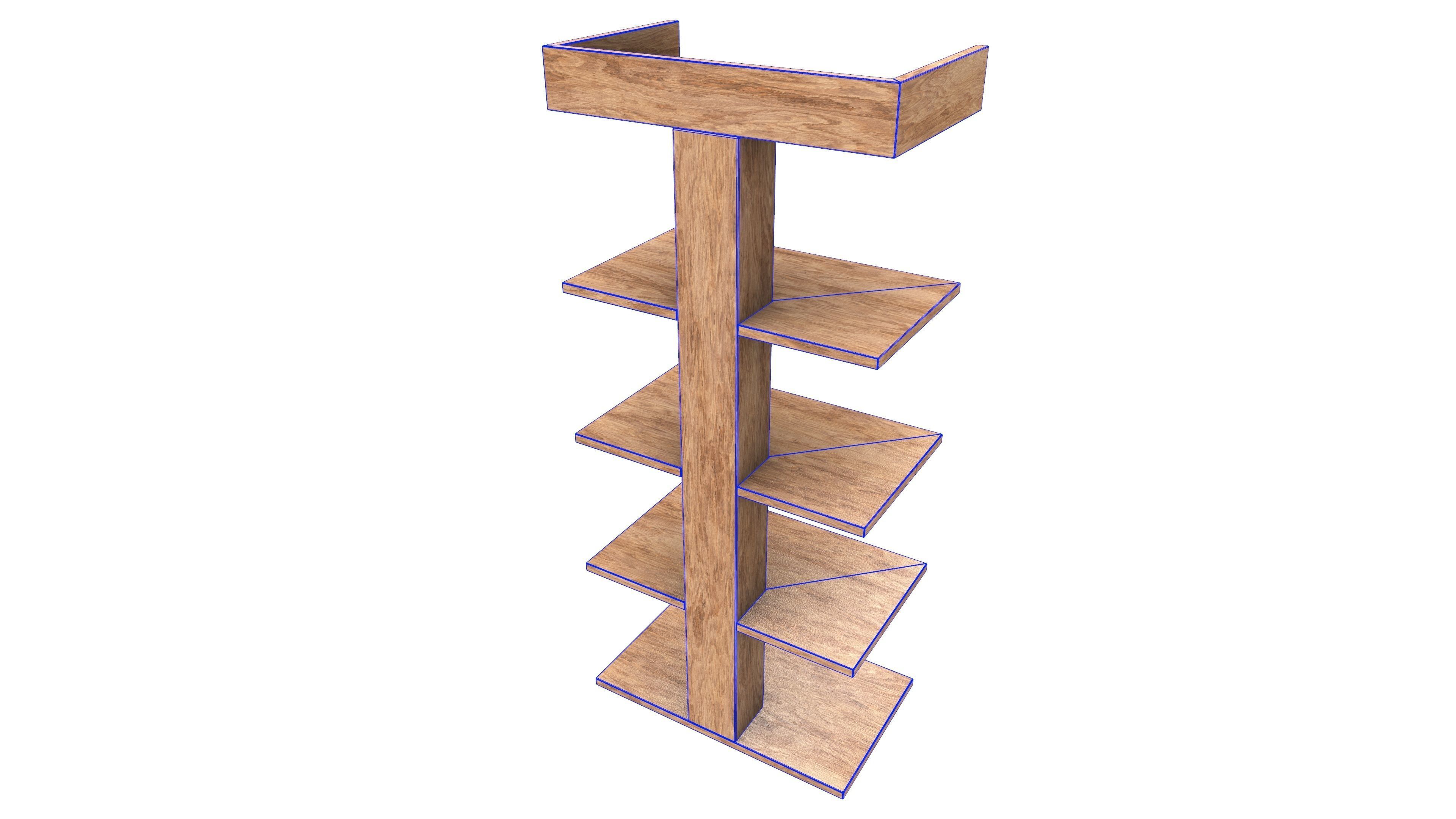 Wooden Shelf 3D Model AR VR PBR Low-poly 3D model_19