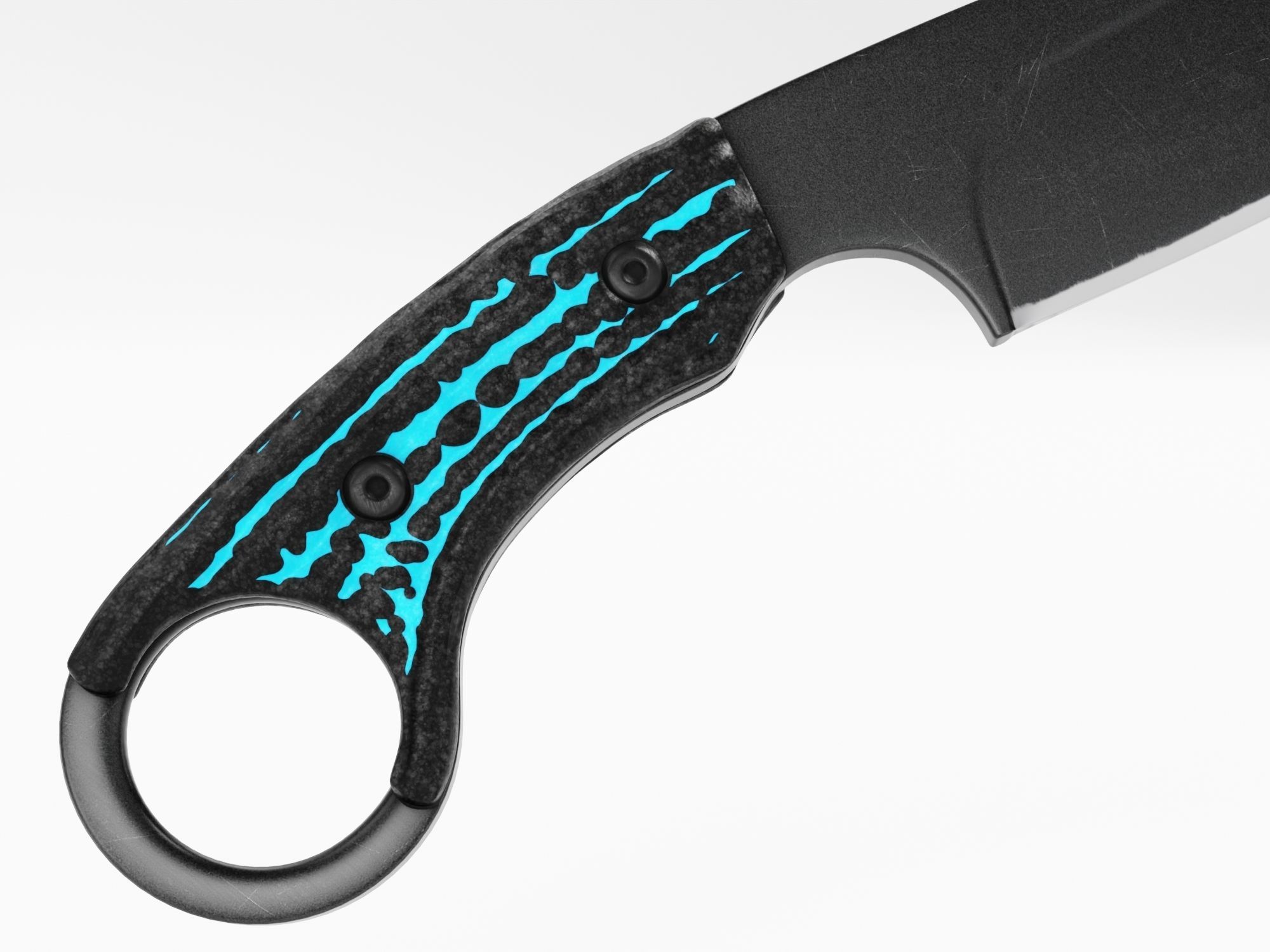 Tactical Combat Knife - Military - Karambit Style 01 Blue Low-poly 3D model_4