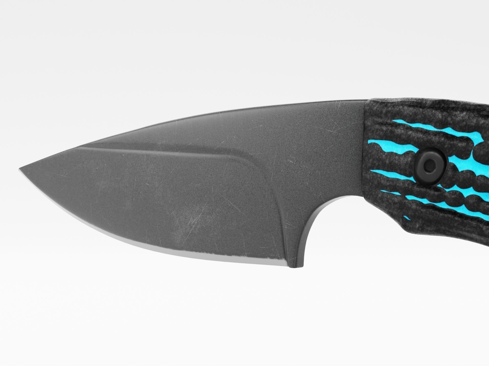 Tactical Combat Knife - Military - Karambit Style 01 Blue Low-poly 3D model_3