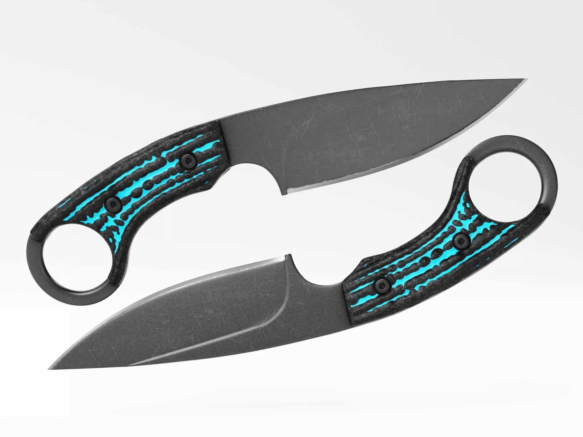Tactical Combat Knife - Military - Karambit Style 01 Blue Low-poly 3D model_0