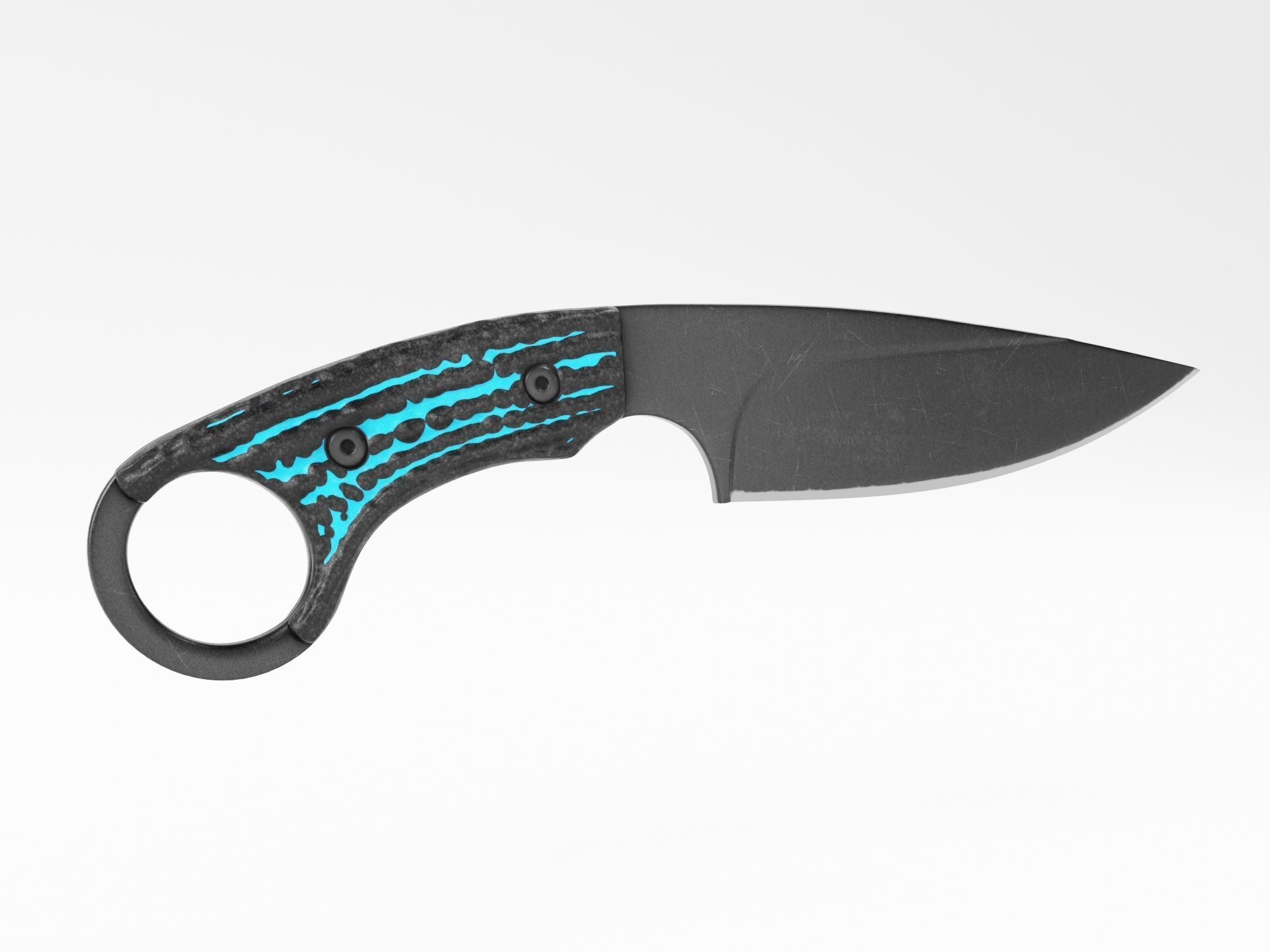Tactical Combat Knife - Military - Karambit Style 01 Blue Low-poly 3D model_1