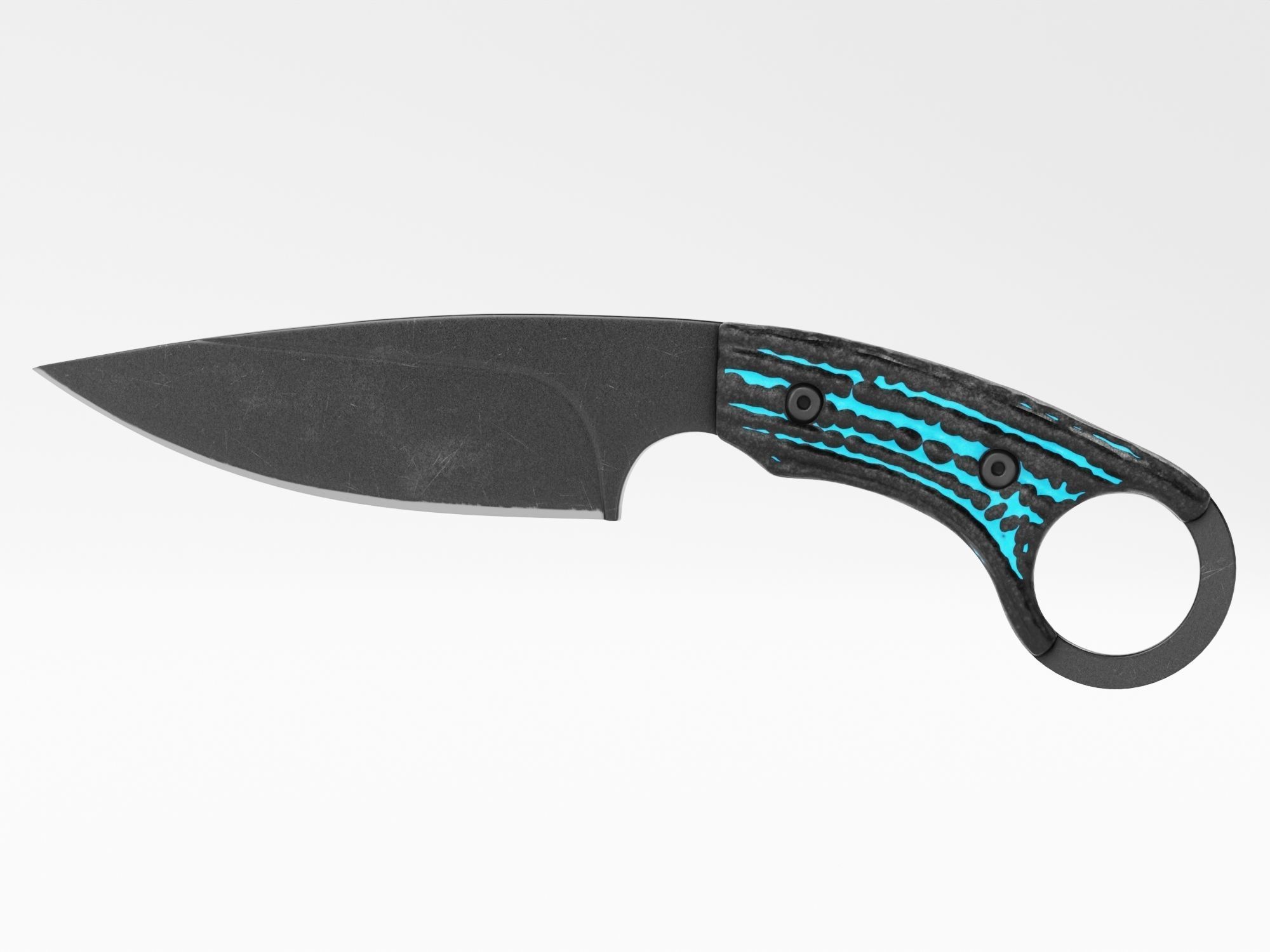Tactical Combat Knife - Military - Karambit Style 01 Blue Low-poly 3D model_2