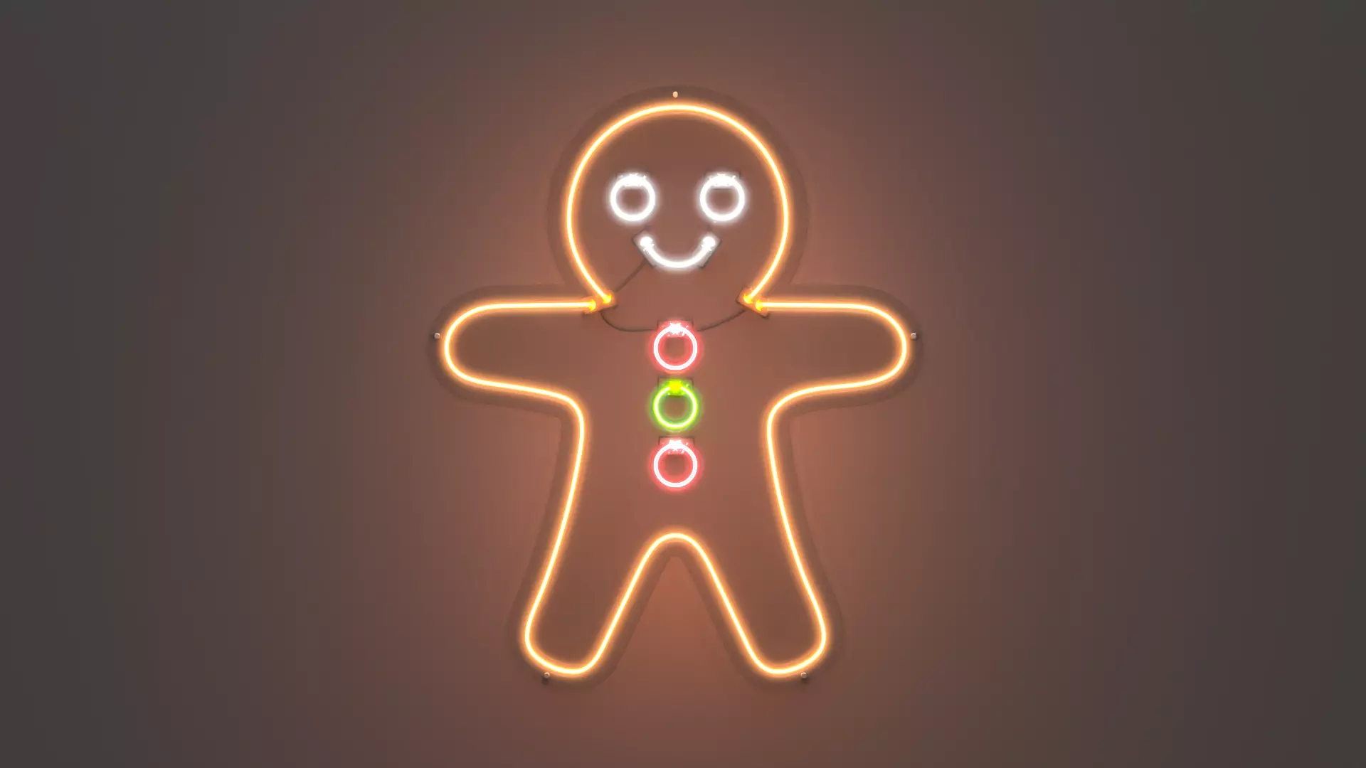 Gingerbread Man - Neon Sign 3D model_0