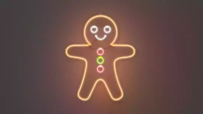 Gingerbread Man - Neon Sign 3D model