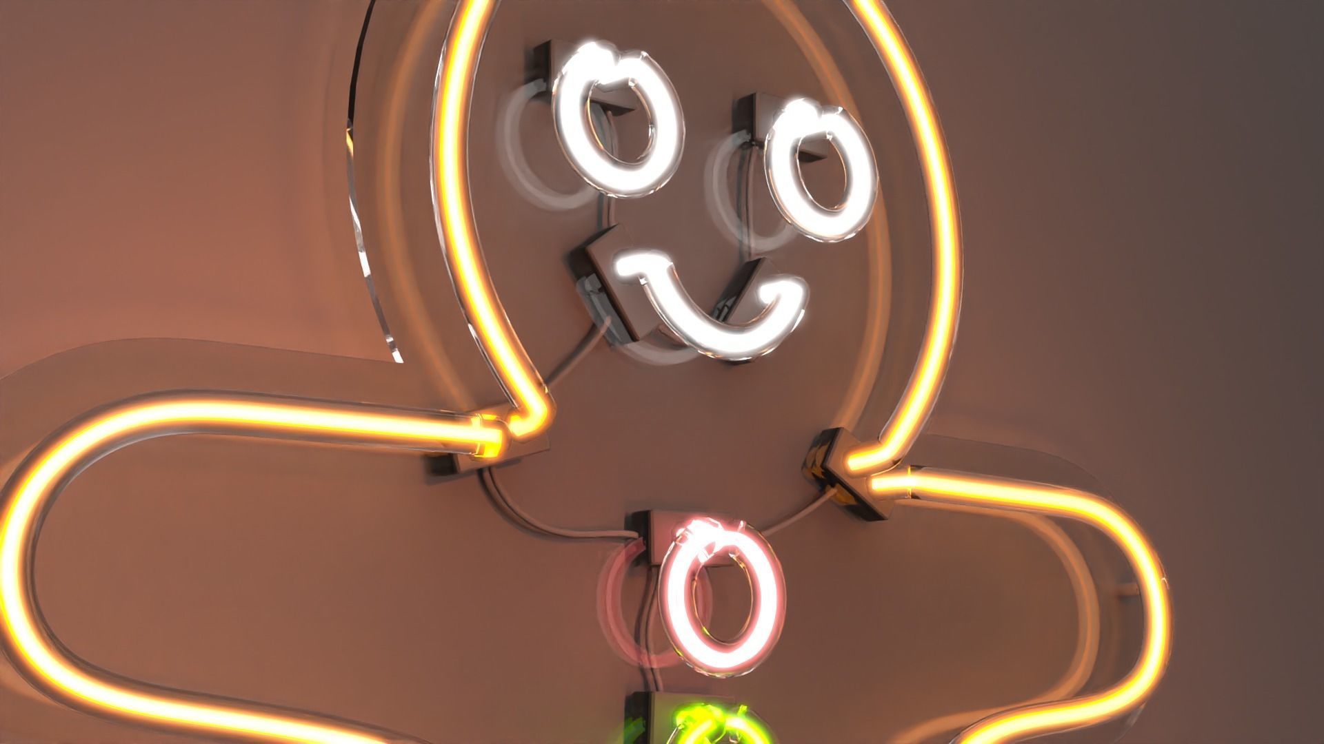 Gingerbread Man - Neon Sign 3D model_1