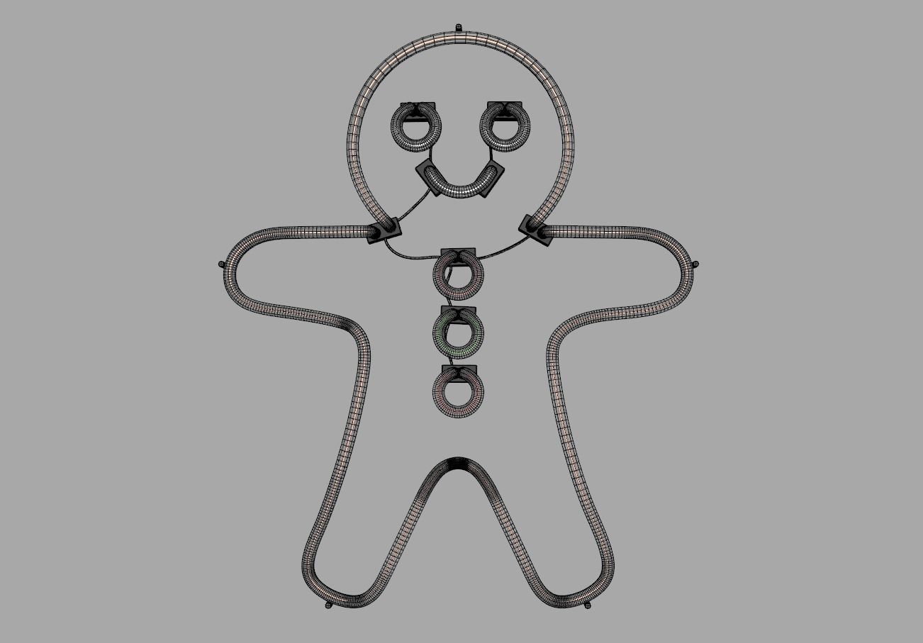 Gingerbread Man - Neon Sign 3D model_6