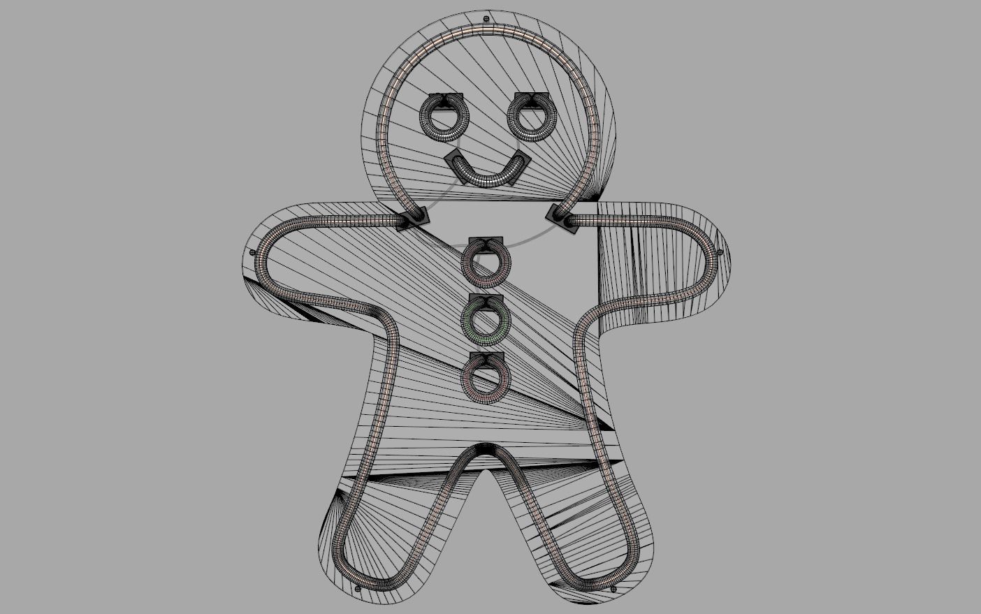 Gingerbread Man - Neon Sign 3D model_5