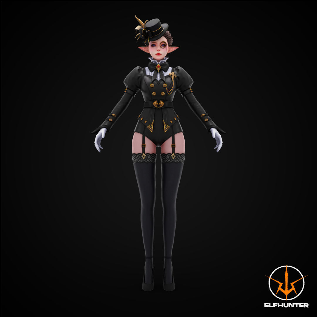 EXCLUSIVE ELF HUNTER EDITION RIGGED CHARACTER ELF SHERLOCK Low-poly 3D model_2