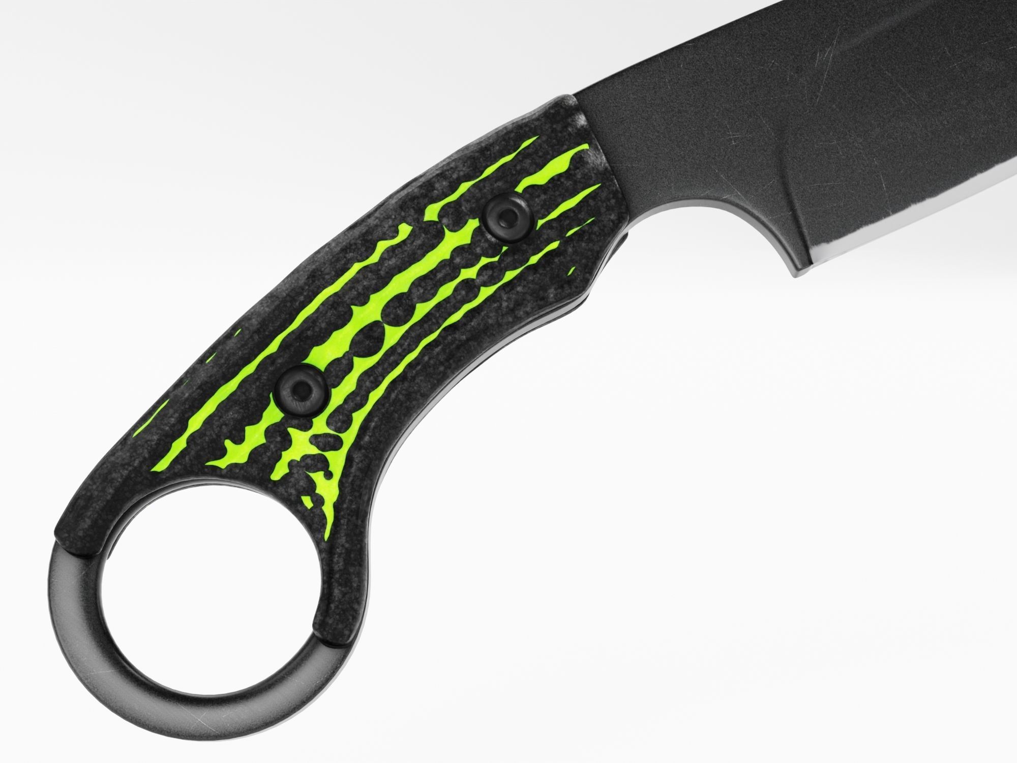 Tactical Combat Knife - Military - Karambit Style 01 Green Low-poly 3D model_4