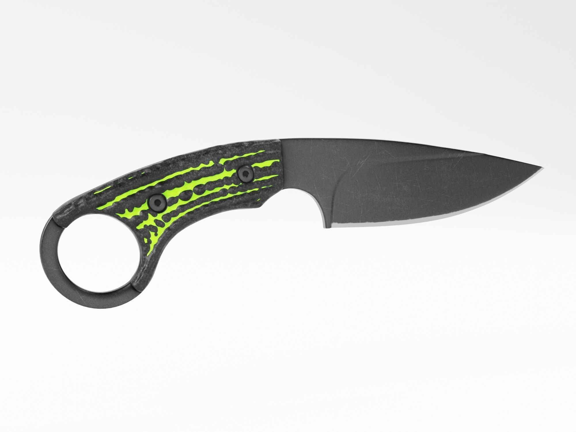 Tactical Combat Knife - Military - Karambit Style 01 Green Low-poly 3D model_1