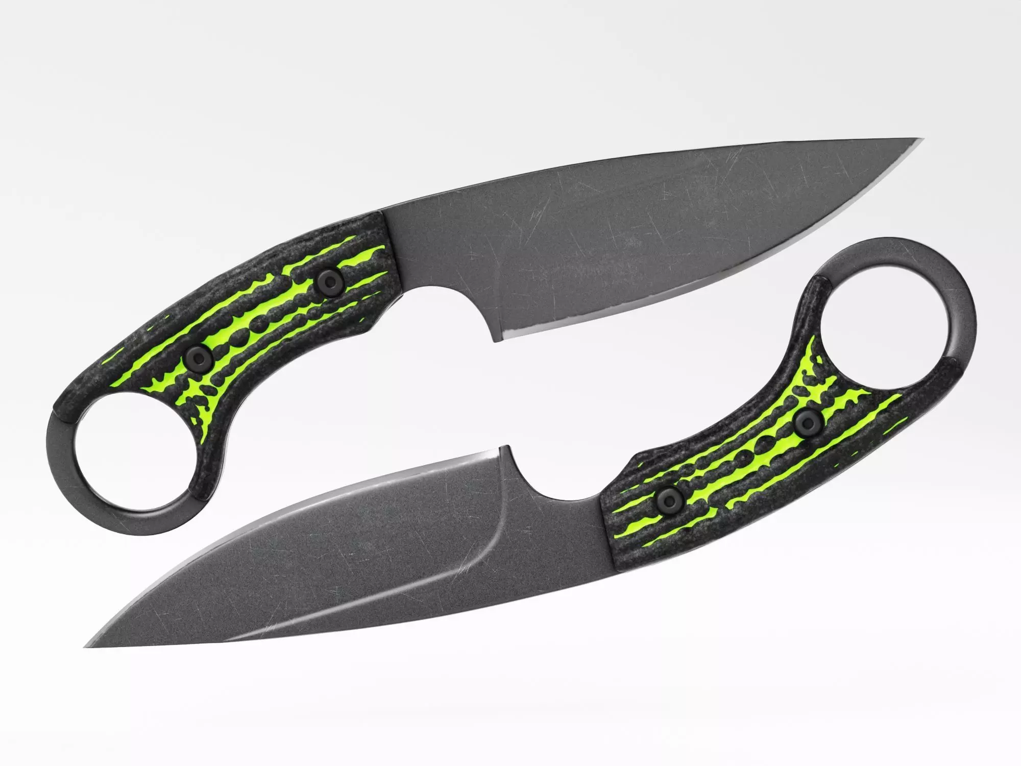 Tactical Combat Knife - Military - Karambit Style 01 Green Low-poly 3D model_0