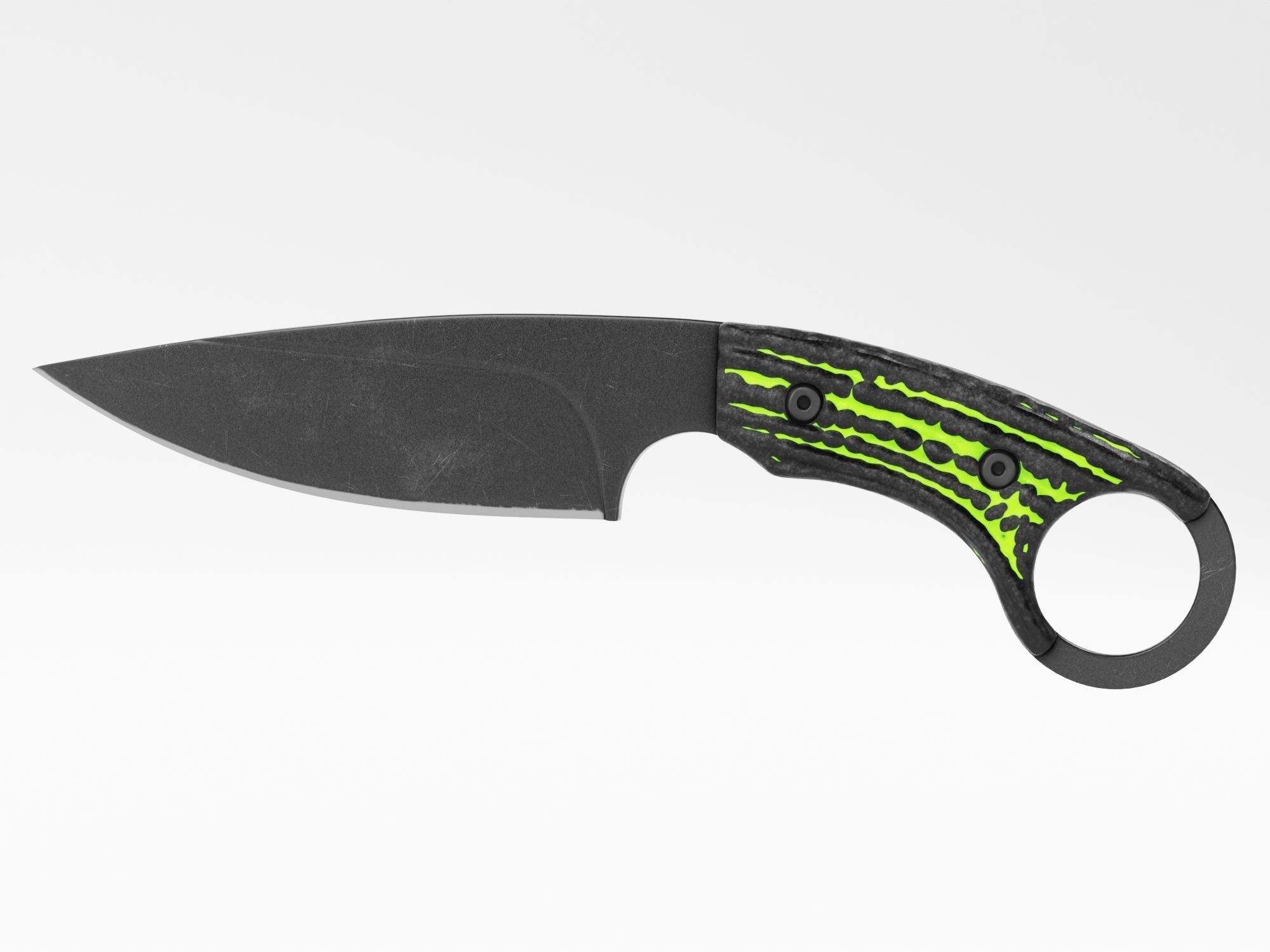 Tactical Combat Knife - Military - Karambit Style 01 Green Low-poly 3D model_2