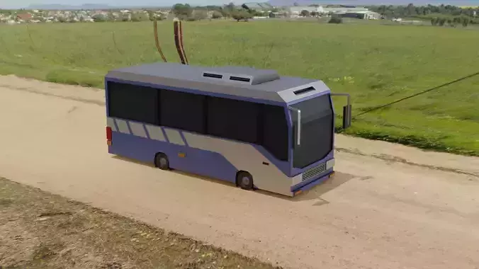 Low poly bus cartoon