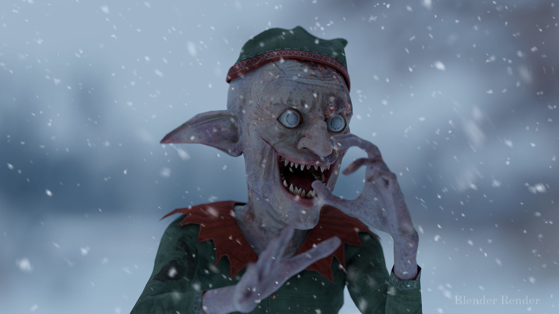 Christmas Evil Elf game character for Horror and Fantasy games Low-poly 3D model_12