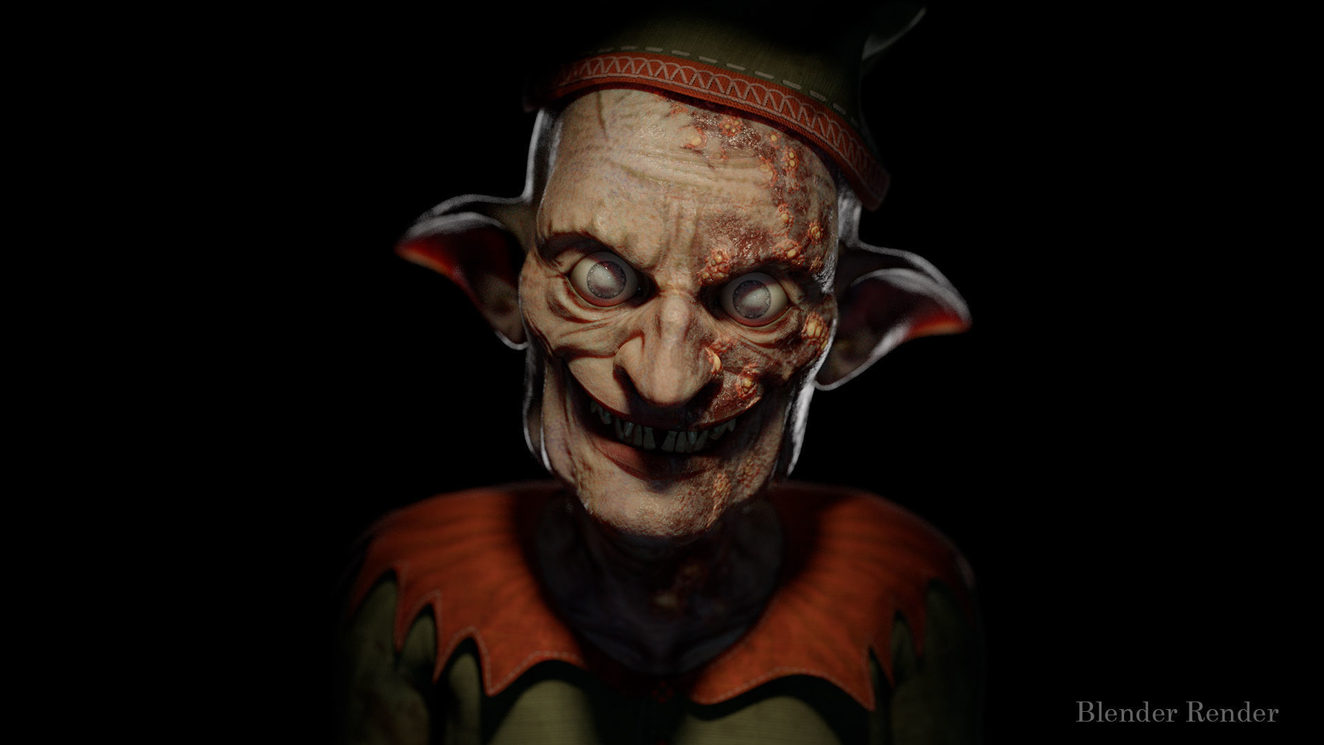 Christmas Evil Elf game character for Horror and Fantasy games Low-poly 3D model_3