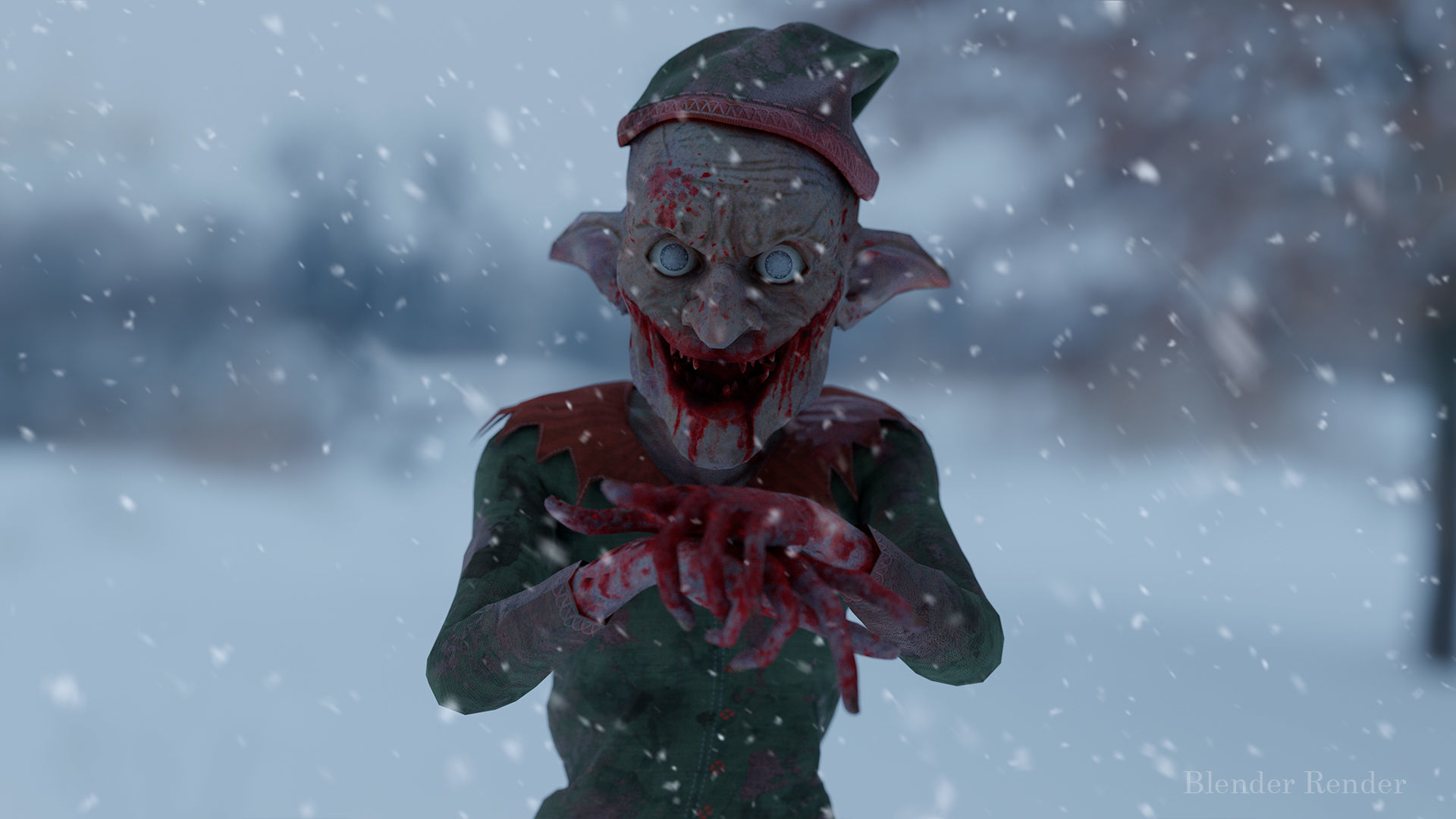Christmas Evil Elf game character for Horror and Fantasy games Low-poly 3D model_14