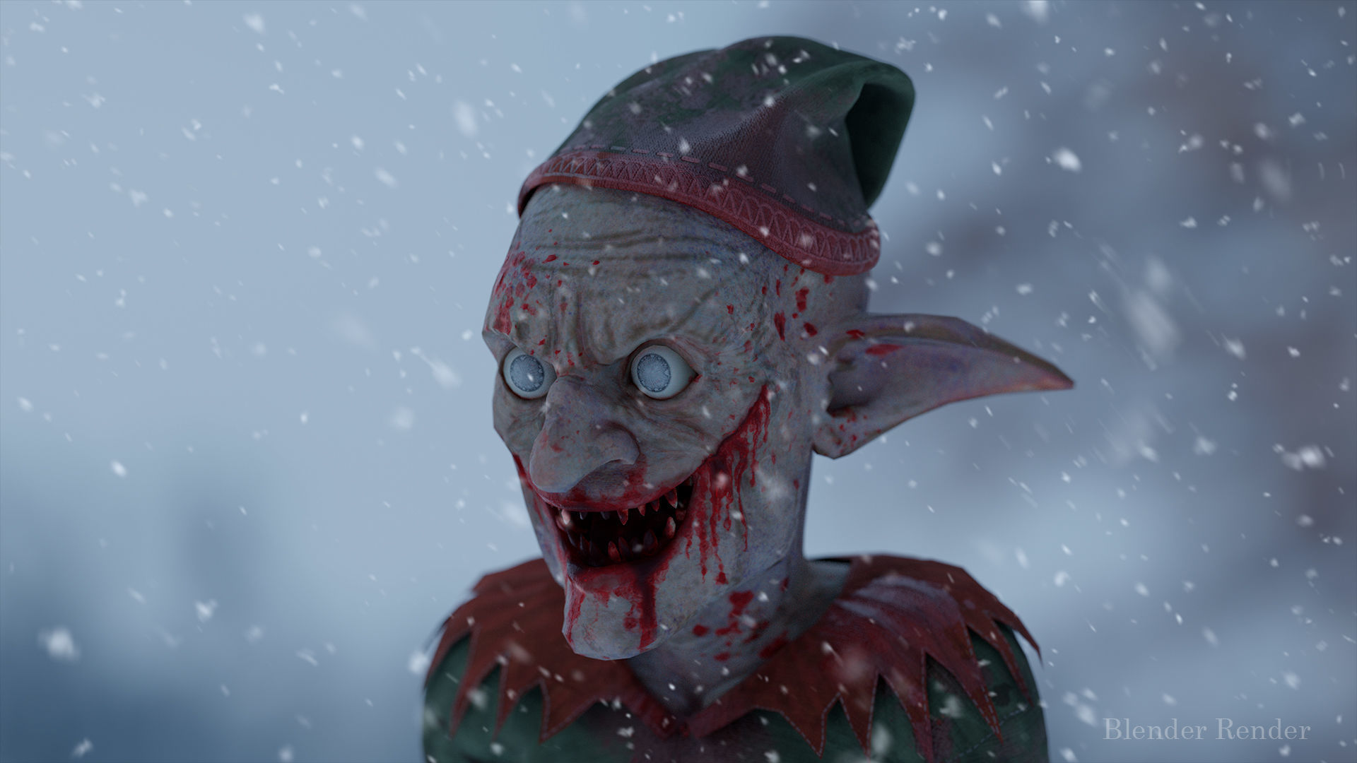 Christmas Evil Elf game character for Horror and Fantasy games Low-poly 3D model_11
