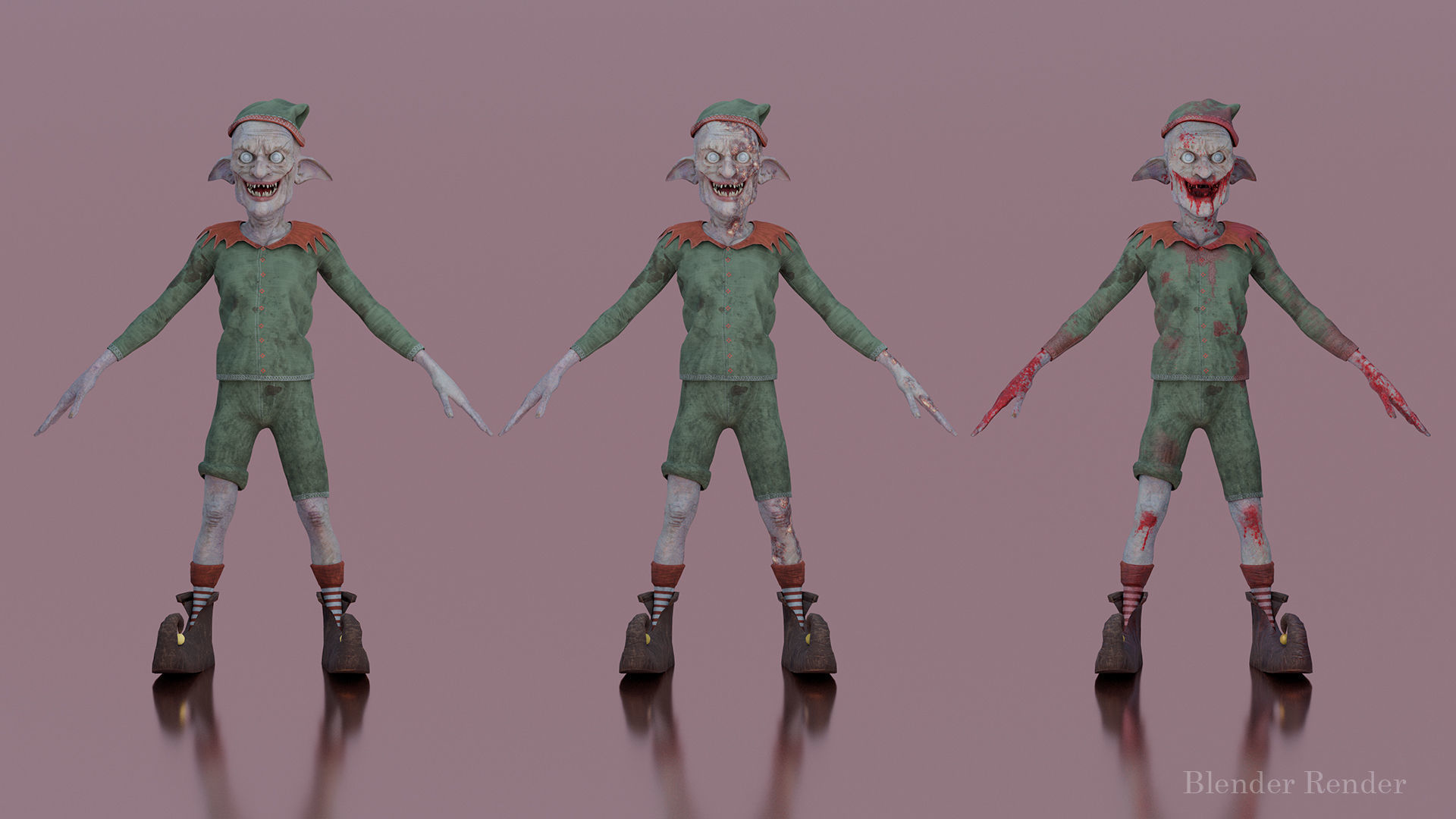 Christmas Evil Elf game character for Horror and Fantasy games Low-poly 3D model_17