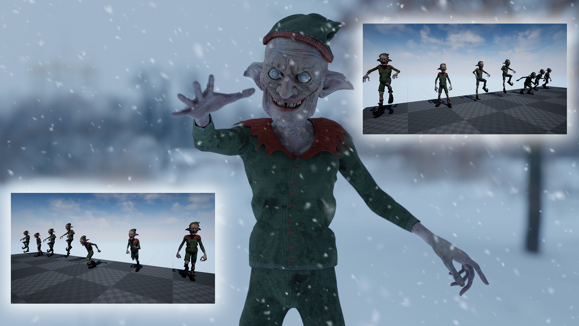 Christmas Evil Elf game character for Horror and Fantasy games Low-poly 3D model_15