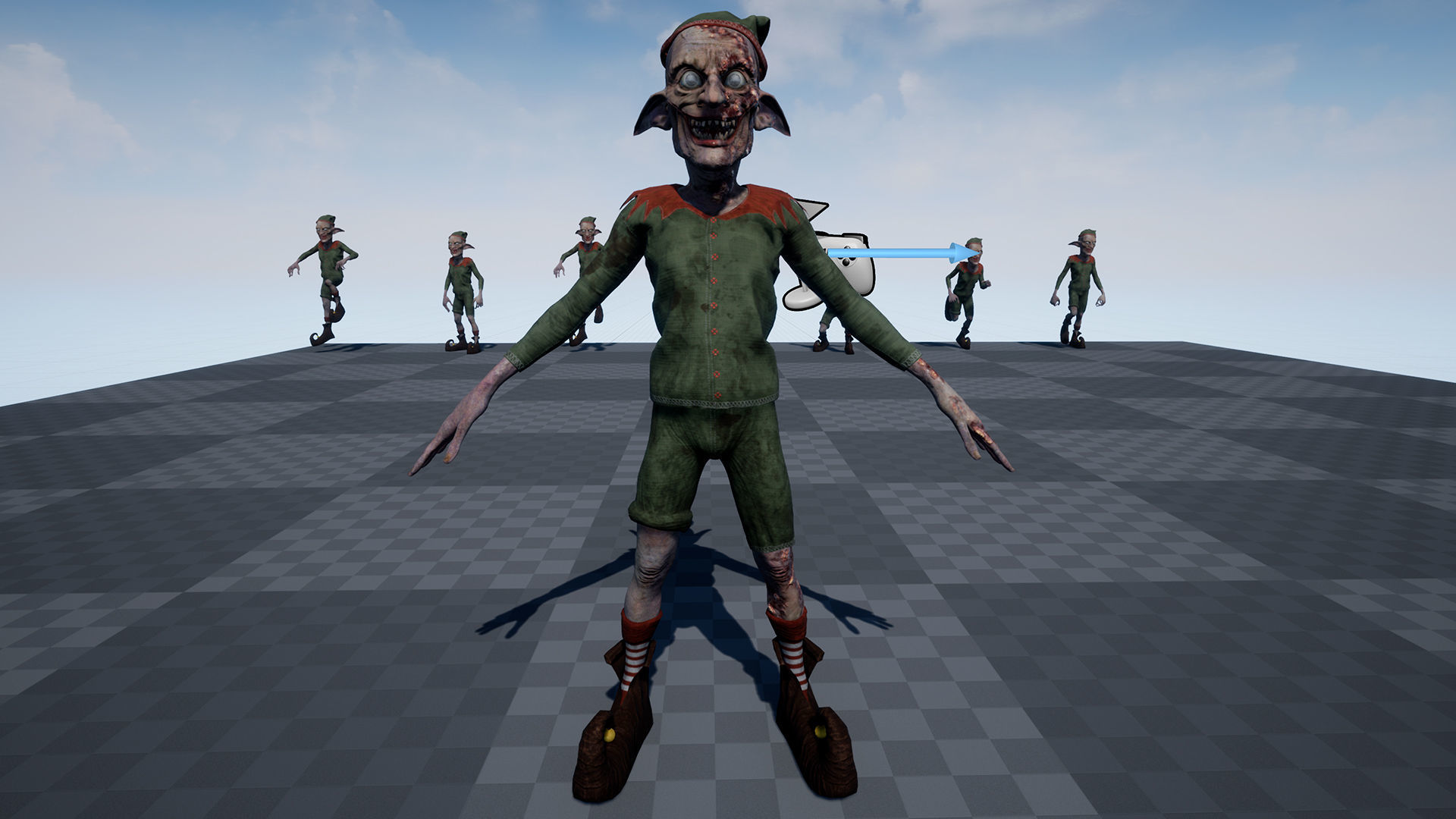 Christmas Evil Elf game character for Horror and Fantasy games Low-poly 3D model_18