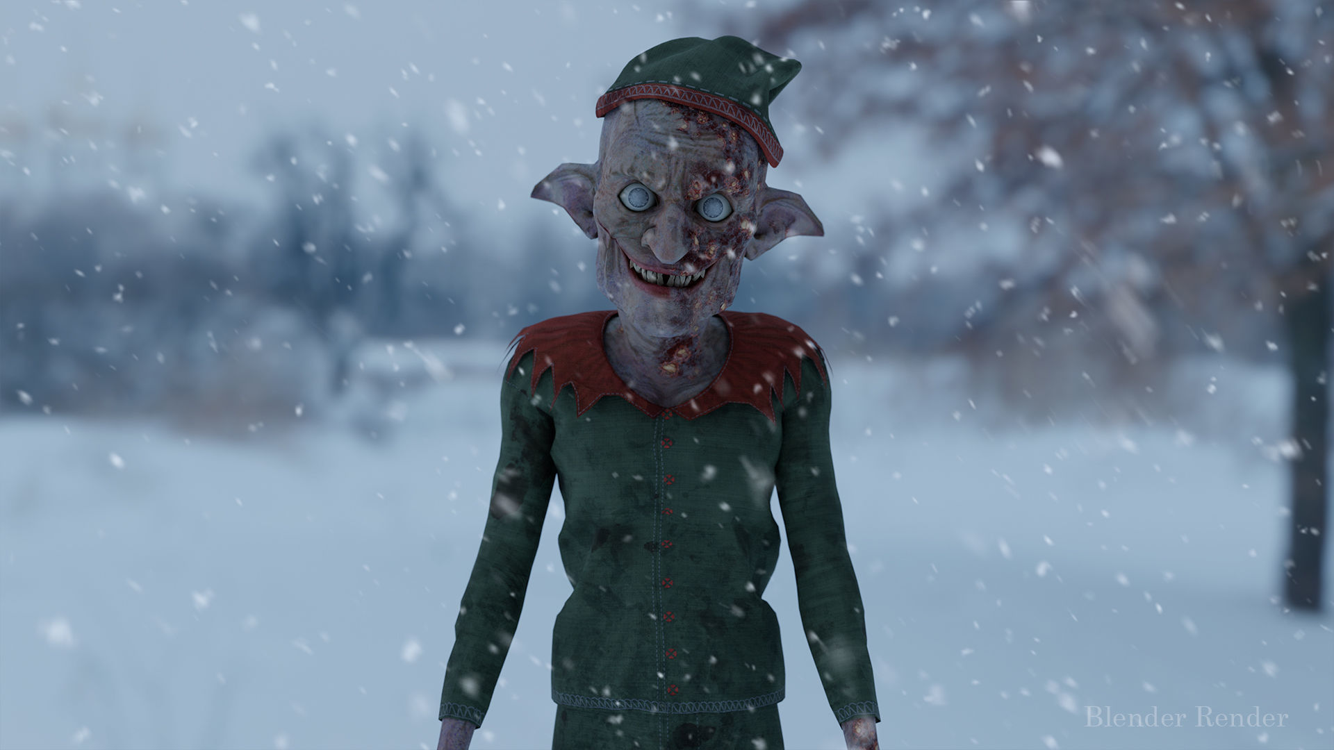 Christmas Evil Elf game character for Horror and Fantasy games Low-poly 3D model_13