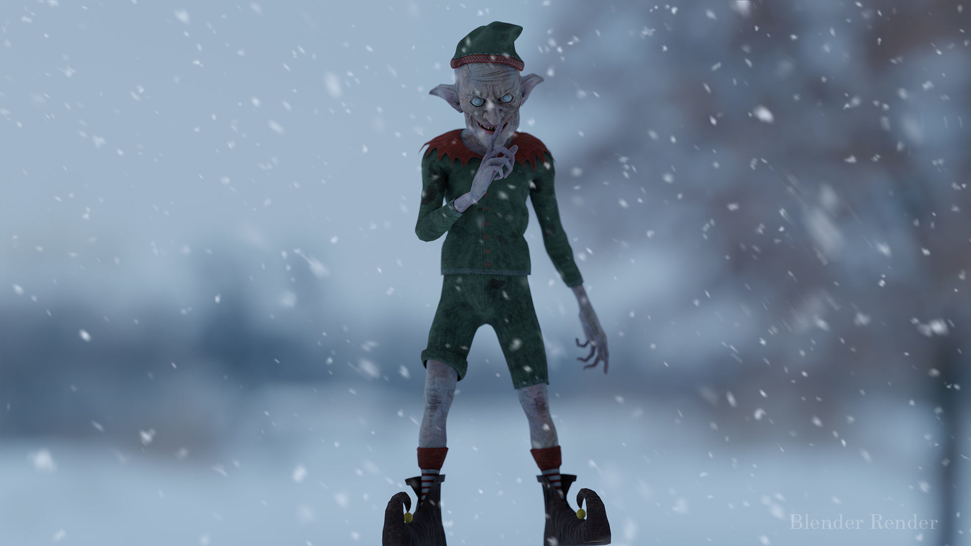 Christmas Evil Elf game character for Horror and Fantasy games Low-poly 3D model_10