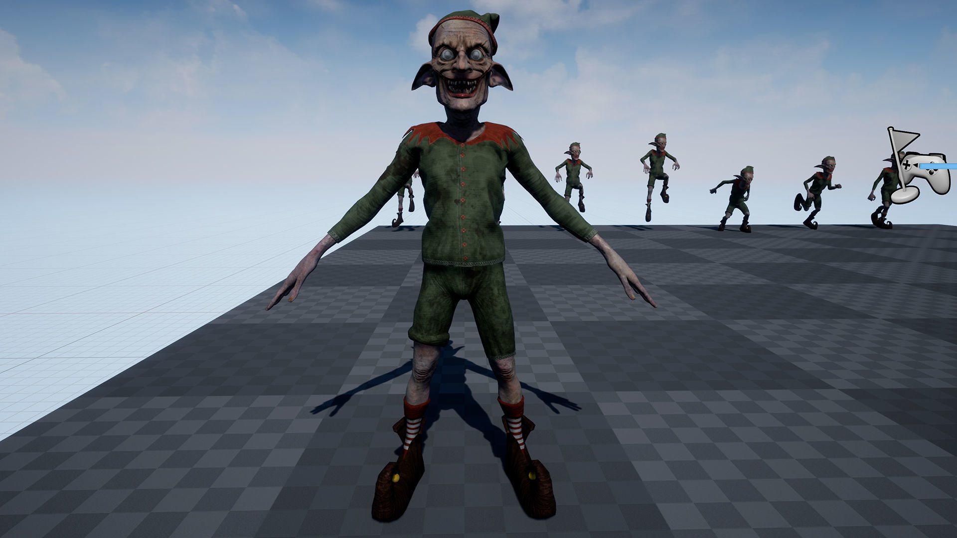 Christmas Evil Elf game character for Horror and Fantasy games Low-poly 3D model_19