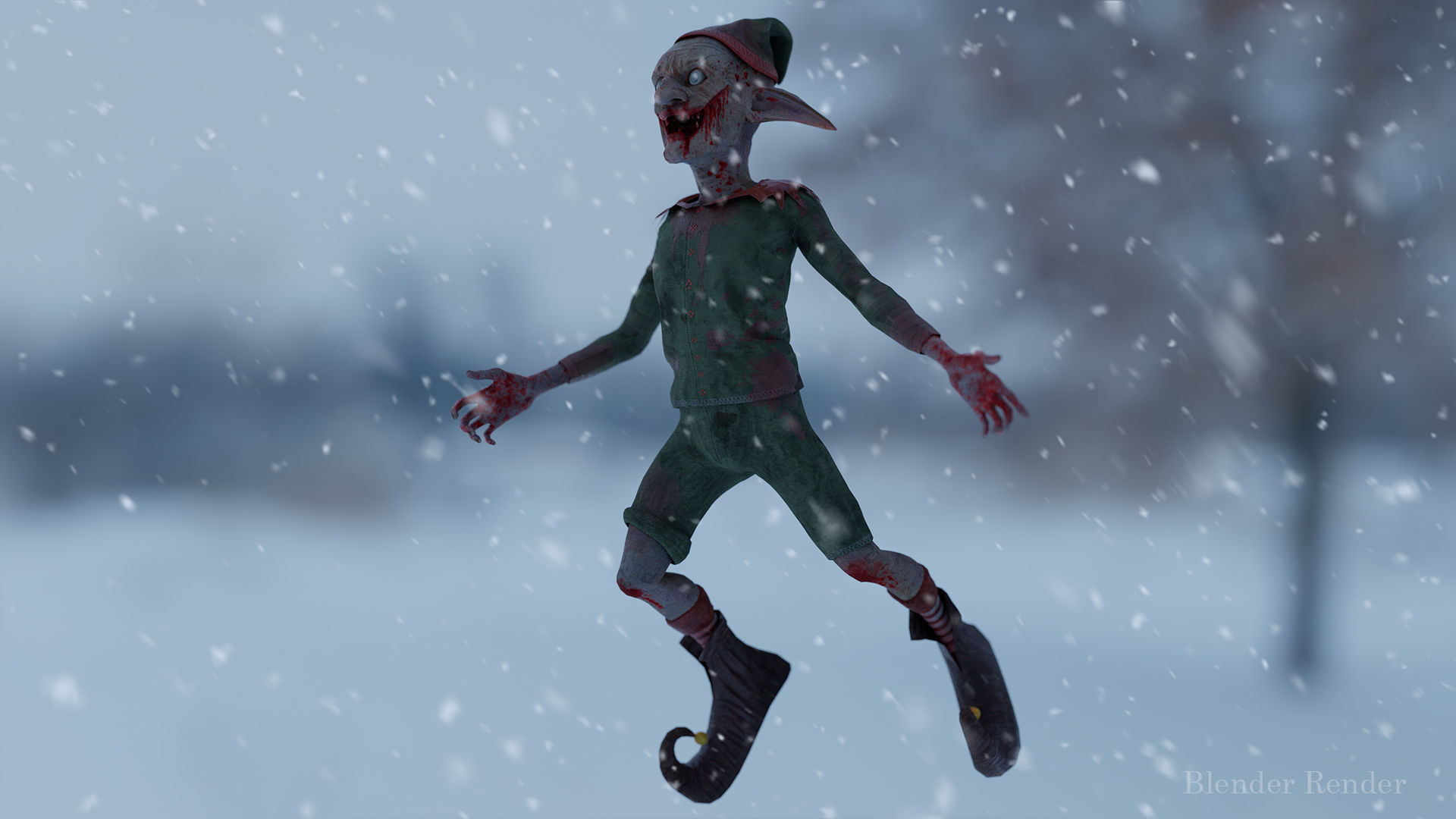 Christmas Evil Elf game character for Horror and Fantasy games Low-poly 3D model_8