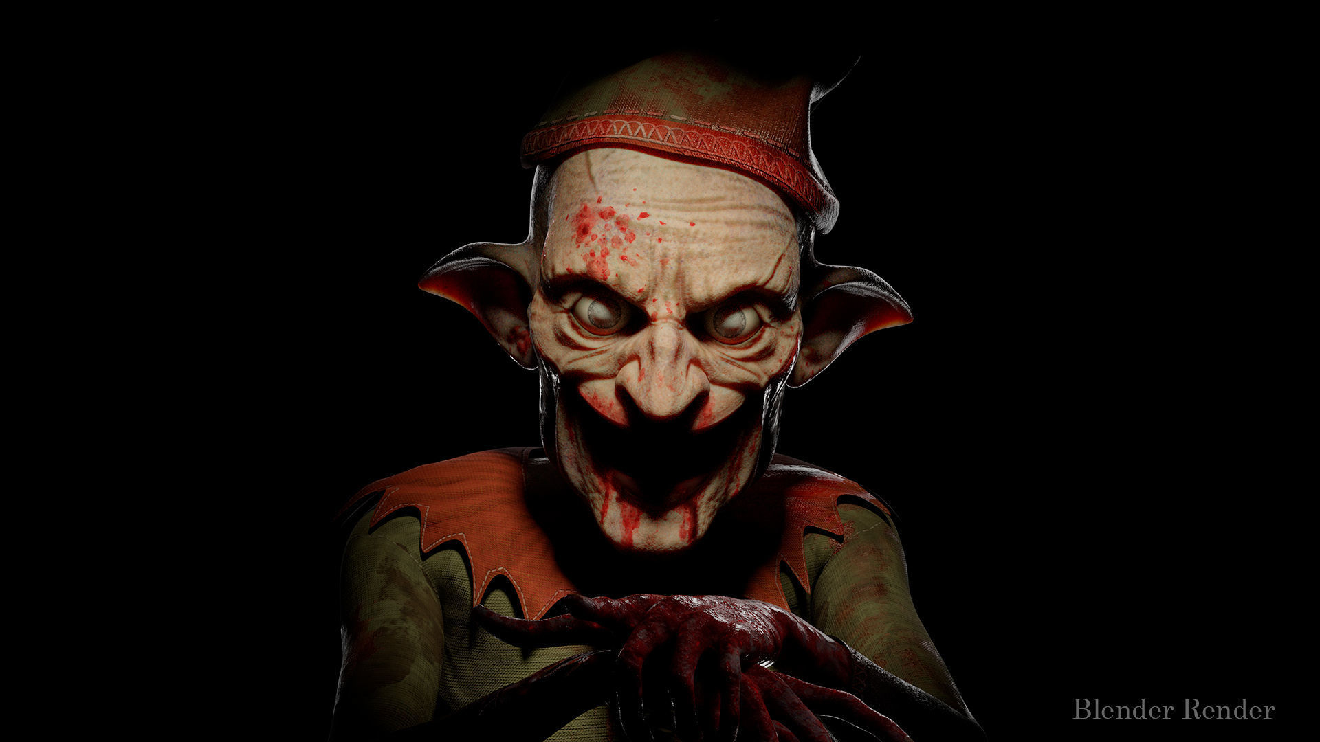 Christmas Evil Elf game character for Horror and Fantasy games Low-poly 3D model_4