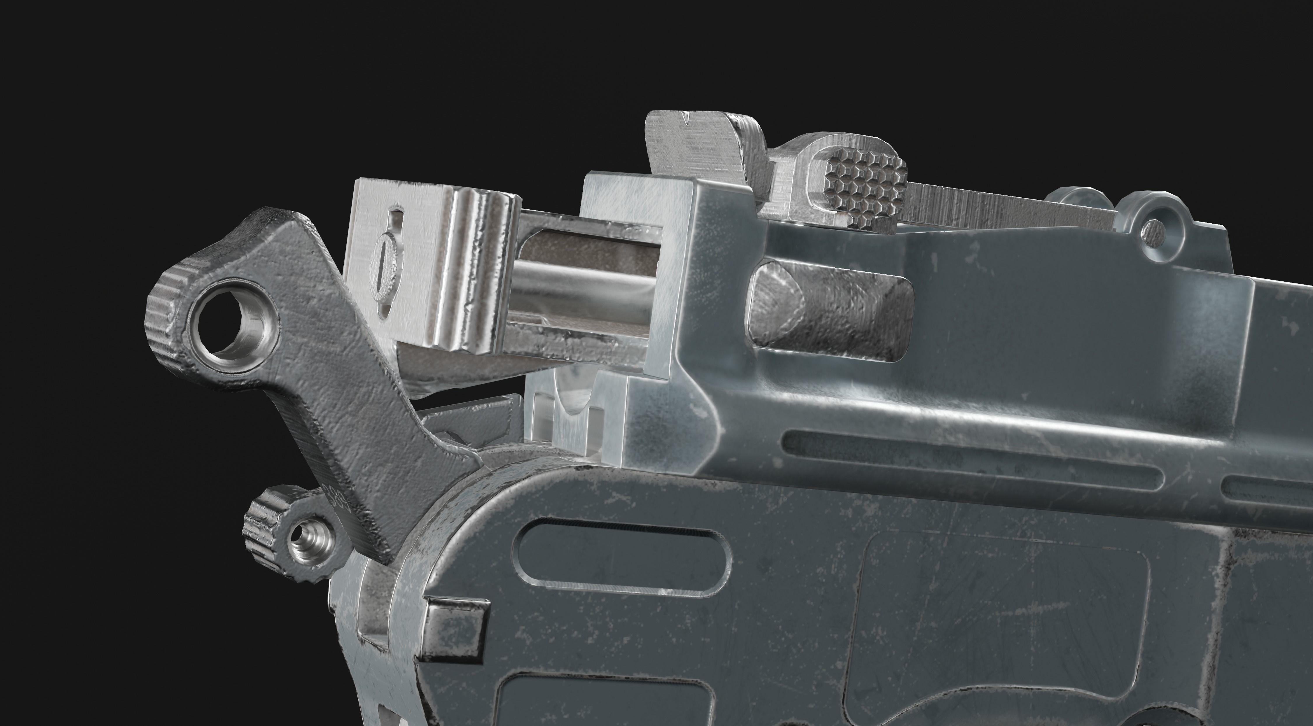 Mauser C96 Broomhandle with carry  case low poly game asset Low-poly 3D model_15