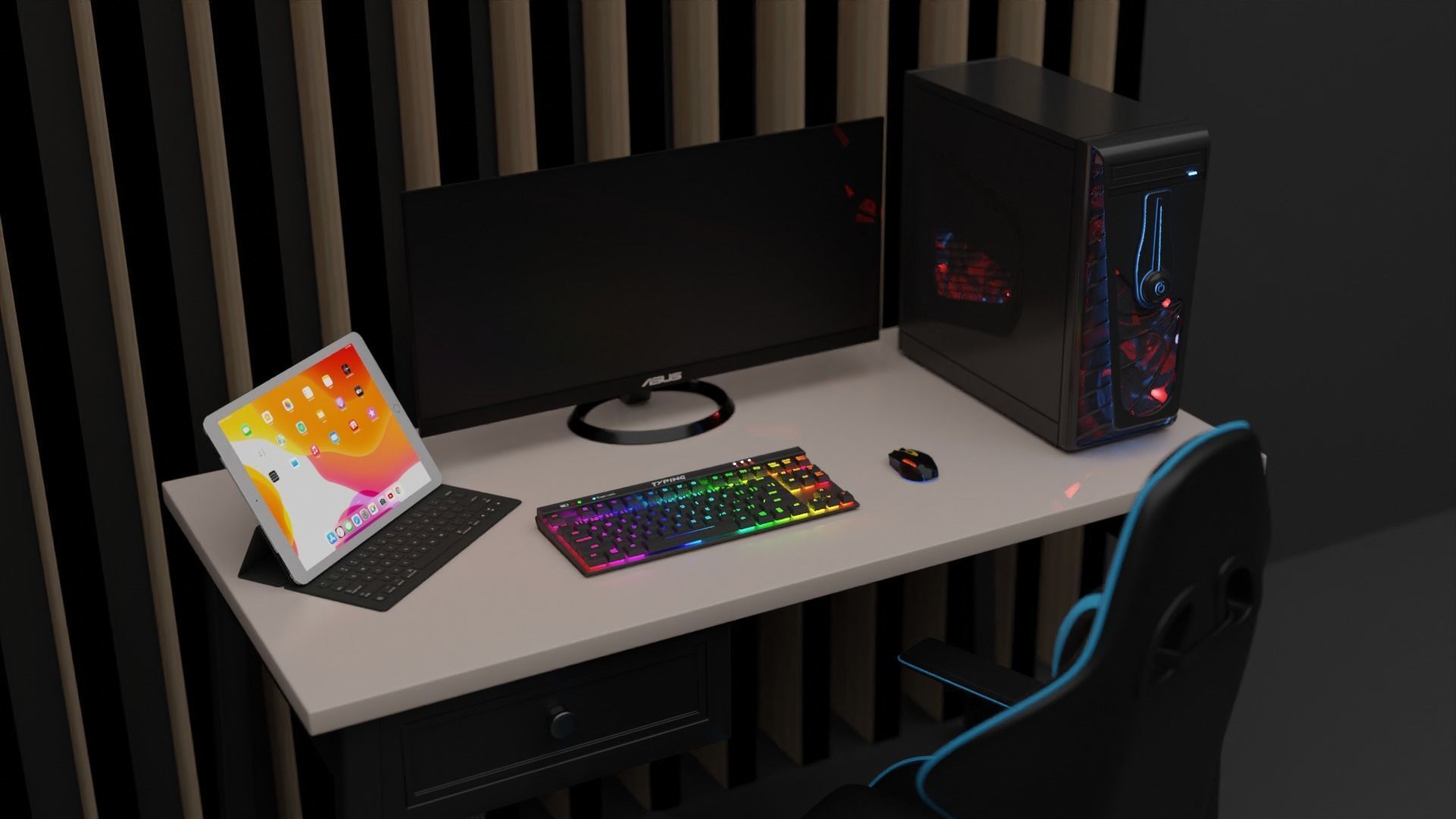 Amazing Gaming Room made in blender 3D model_4