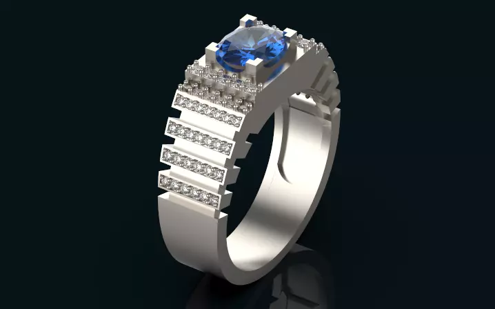 oval men ring gold silver 3D print model_0