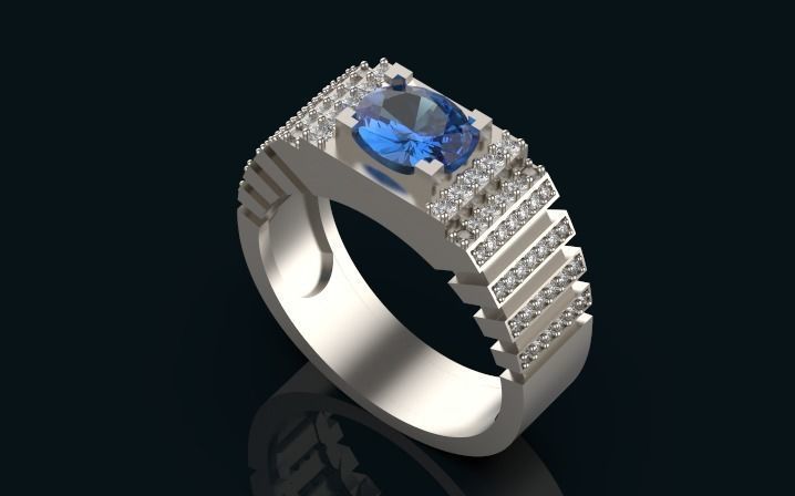 oval men ring gold silver 3D print model_2