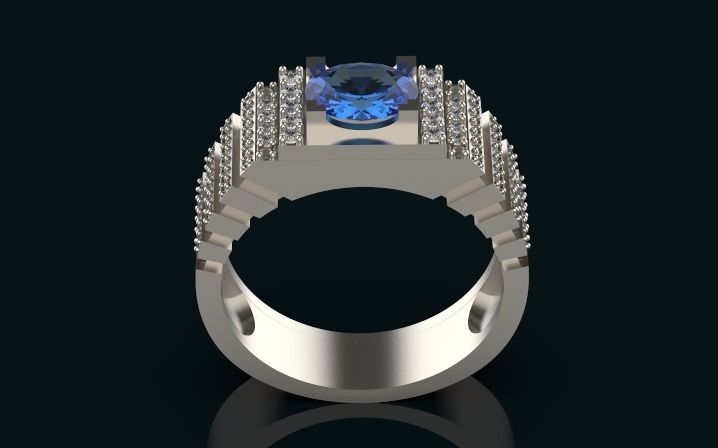 oval men ring gold silver 3D print model_1