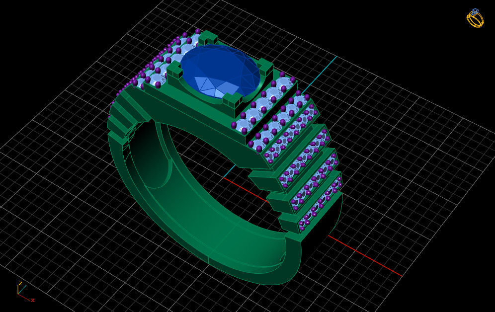 oval men ring gold silver 3D print model_5