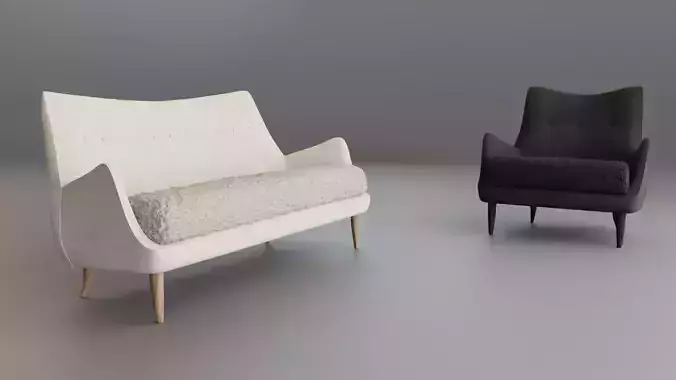 jed linen and shearling settee