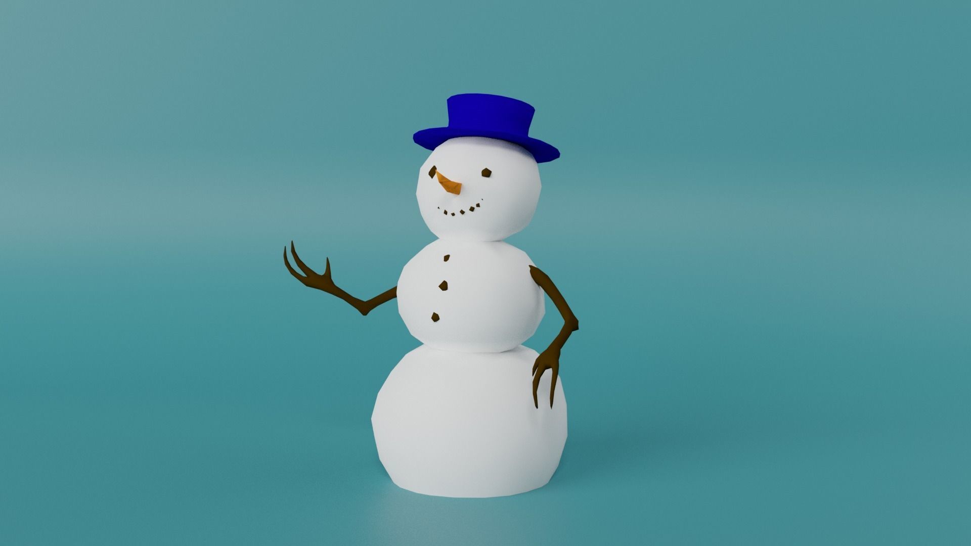 Snowman Low-poly 3D model_2